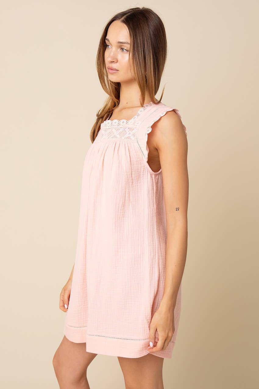 Jamya Square-Neck Empire Mini Dress