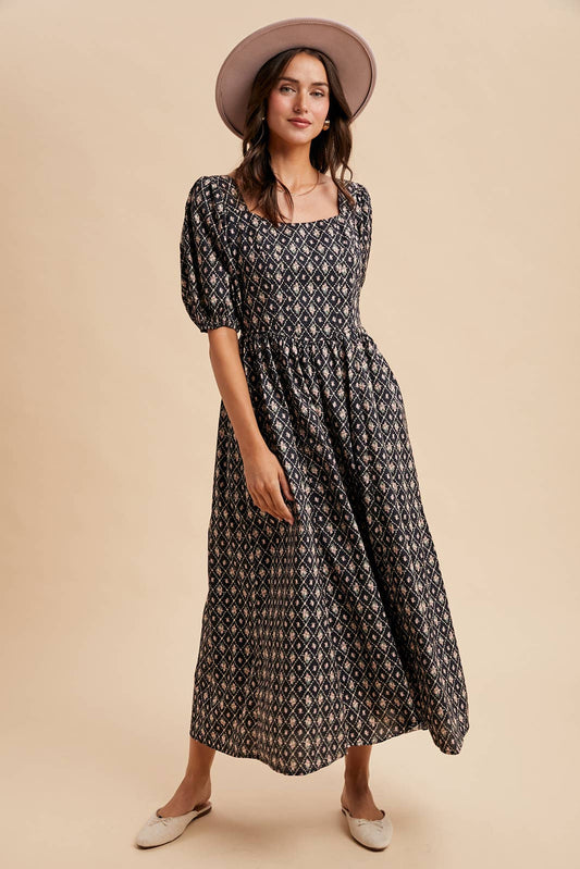 COTTON SQUARE NECK PUFF DRESS - Chickticks