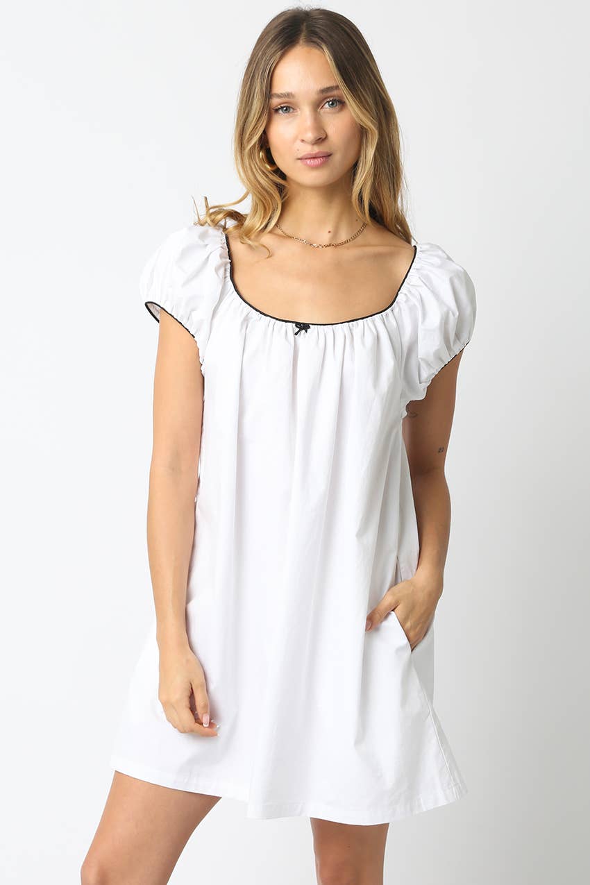 Puff Sleeve Cotton Dress. White Cotton Dress. Cottagecore Mini Dress. Mini White Cotton Dress. Whimsical Mini Dress.