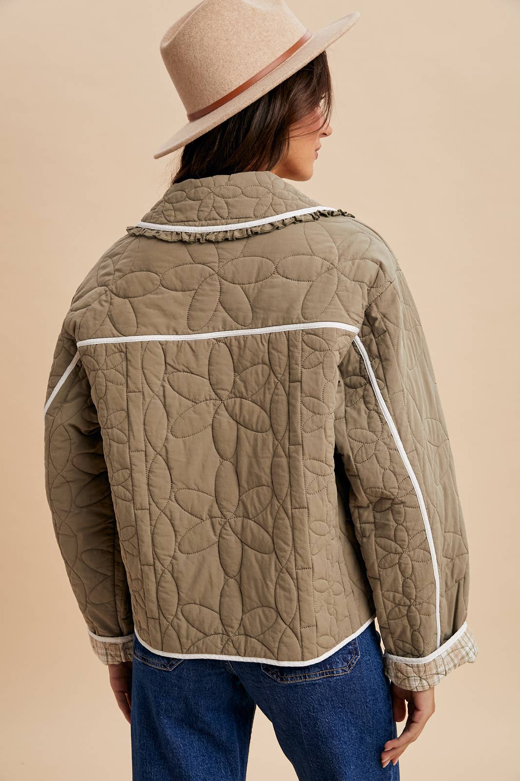 FLORAL QUILTED COLLARED JACKET - Chickticks