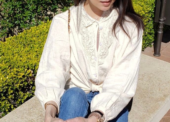 Soft cotton shirt french style vintage inspired. Loose shirt. Victorian style shirt blouse. Neutral lace shirt bohemian. Romantic top - Chickticks