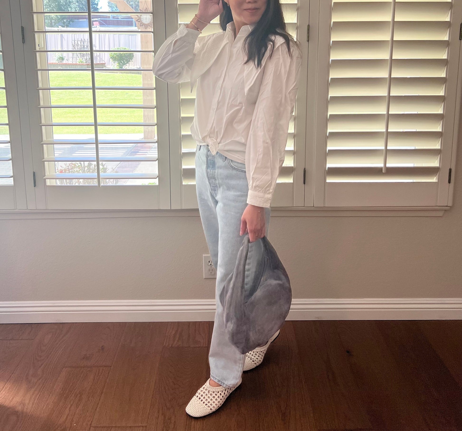 White shirt classic cotton shirt. Vintage inspired french top with buttons and lapel. Gilmore Girls Vibes inspired Top.
