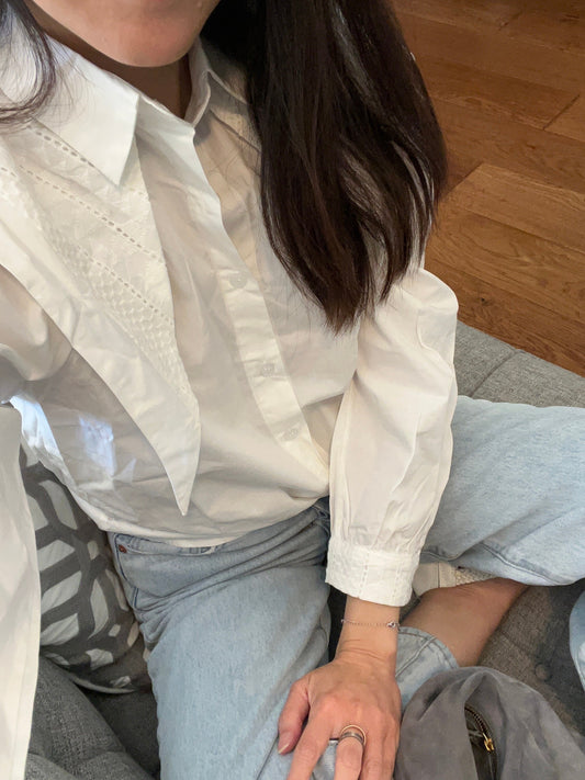 White shirt classic top with buttons and lapel - Chickticks