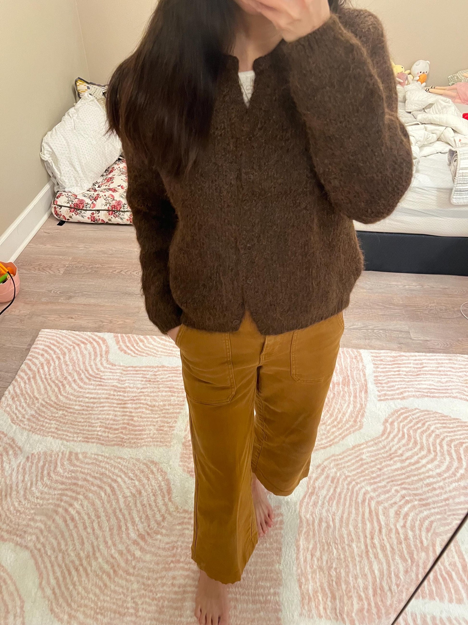 Soft wool cardigan sweater top french style vintage inspired. Chocolate brown cardigan. Oversized sweater cardigan. Romantic blouse. - Chickticks