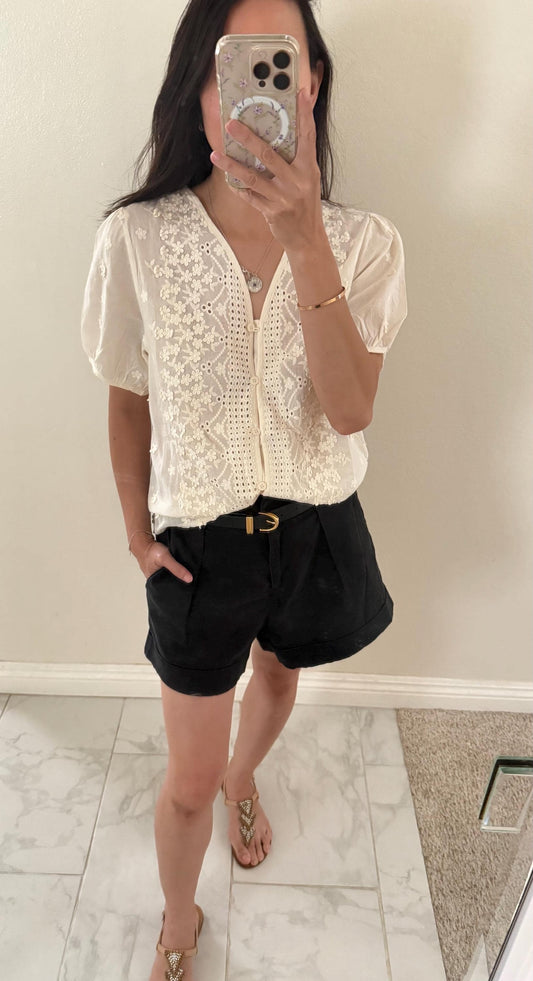 Casual cotton shirt french floral style vintage inspired . Cozy cottage vibe top.Romantic blouse. Doen inspired top. Sezane inspired - Chickticks