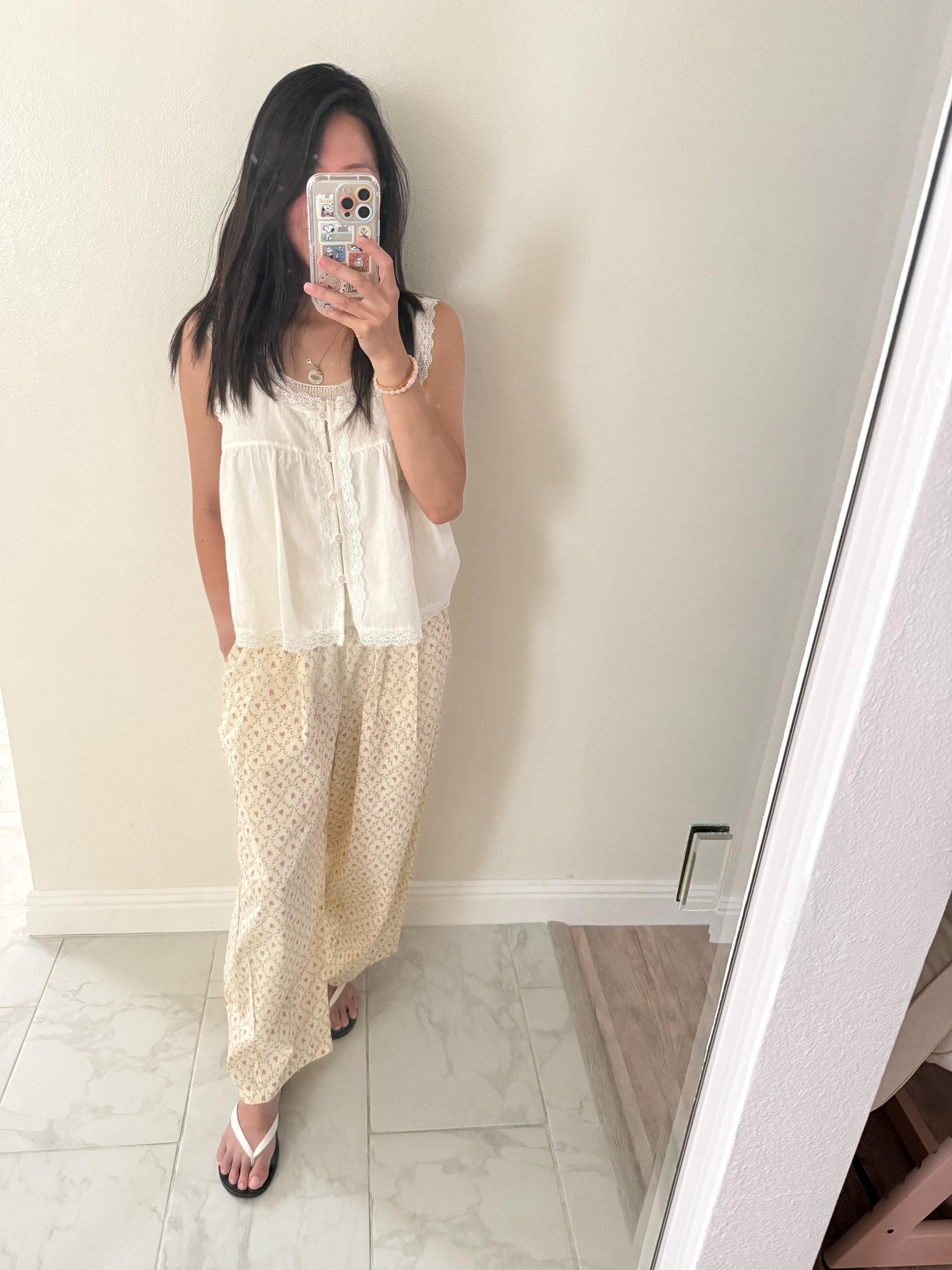 Cotton pants lemon butter yellow floral prints. cozy pajamas pants. Doen inspired pants. Sezane inspired pants. Cottagestyle pants. - Chickticks