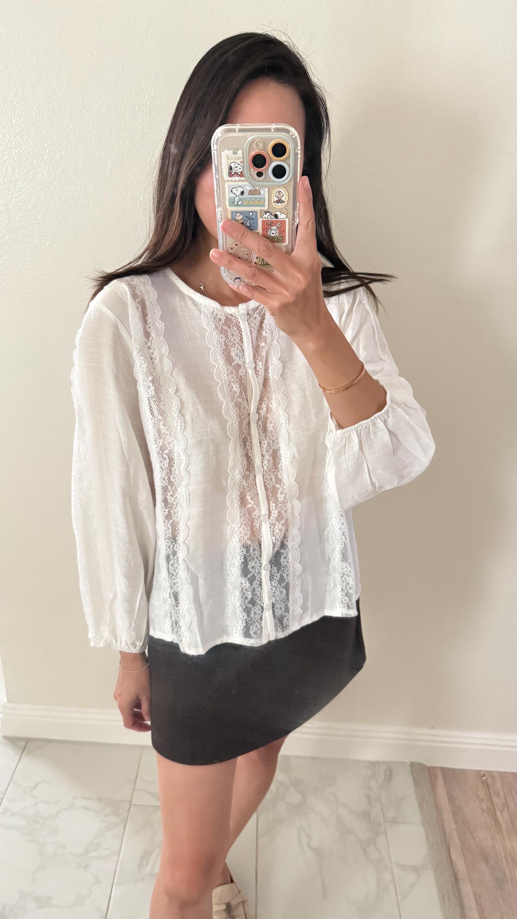 White Top FloraFrench Style Vintage Inspired. Sezane Doen Shirt Inspired . Blouse top in floral Victorian style lace. Bohemian top style. - Chickticks