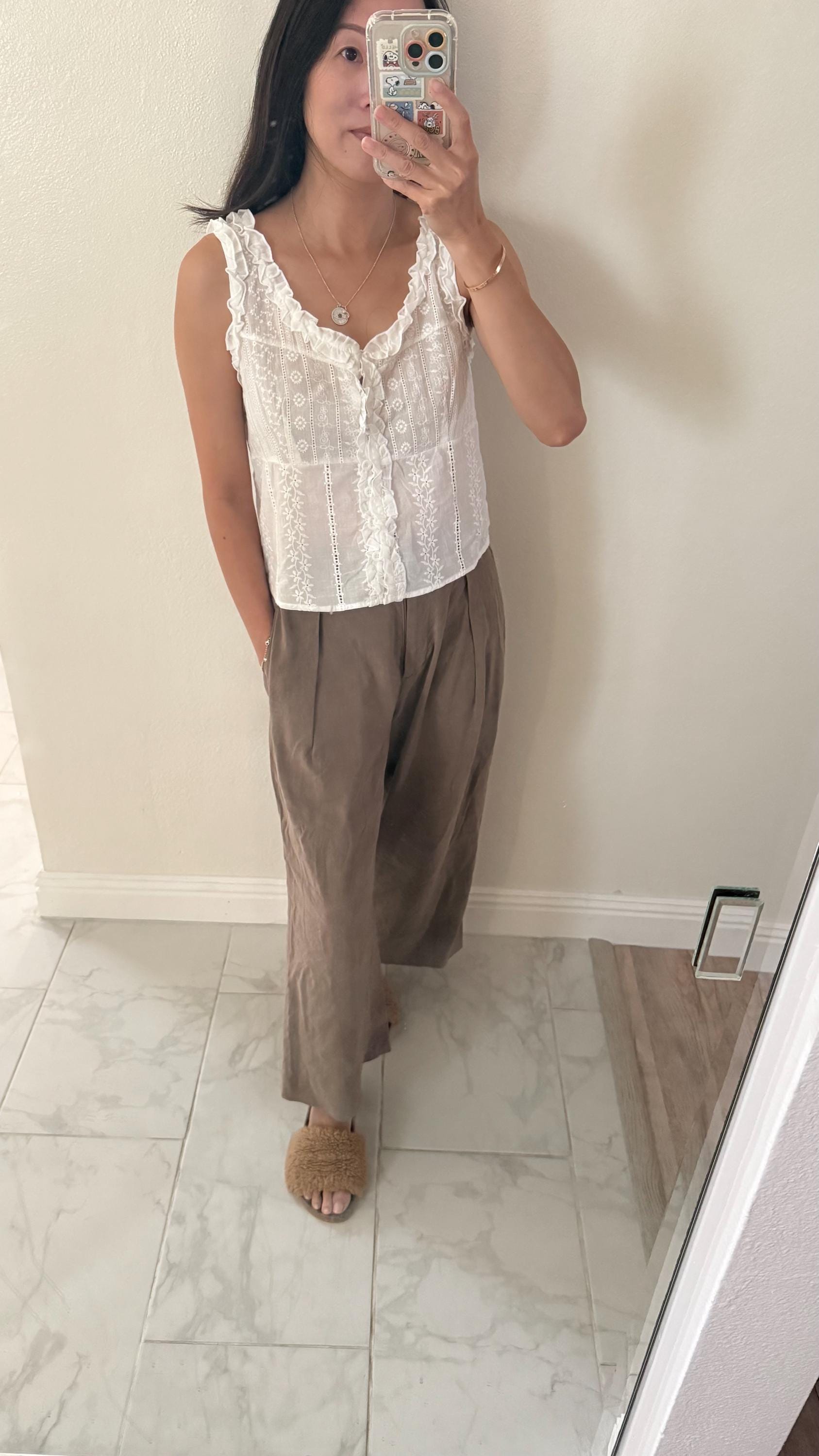 Casual cotton floral lace ruffle tank vintage inspired . Cozy cottage vibe top.Romantic blouse. Doen inspired top. Sezane inspired - Chickticks