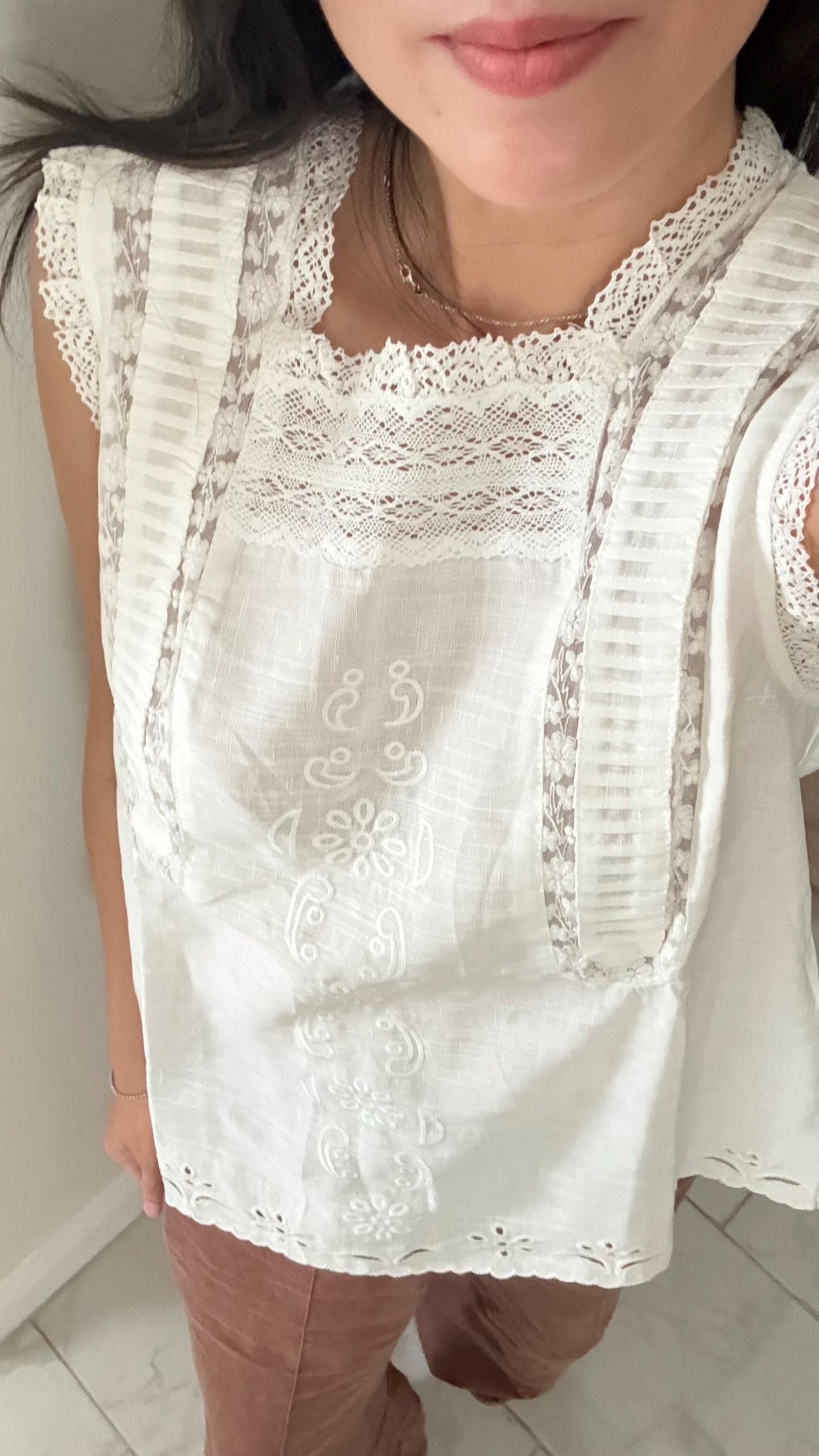 Casual cotton tunic top french lace vintage inspired . Cozy cottage vibe top.Romantic blouse. Doen inspired top. Sezane inspired top - Chickticks