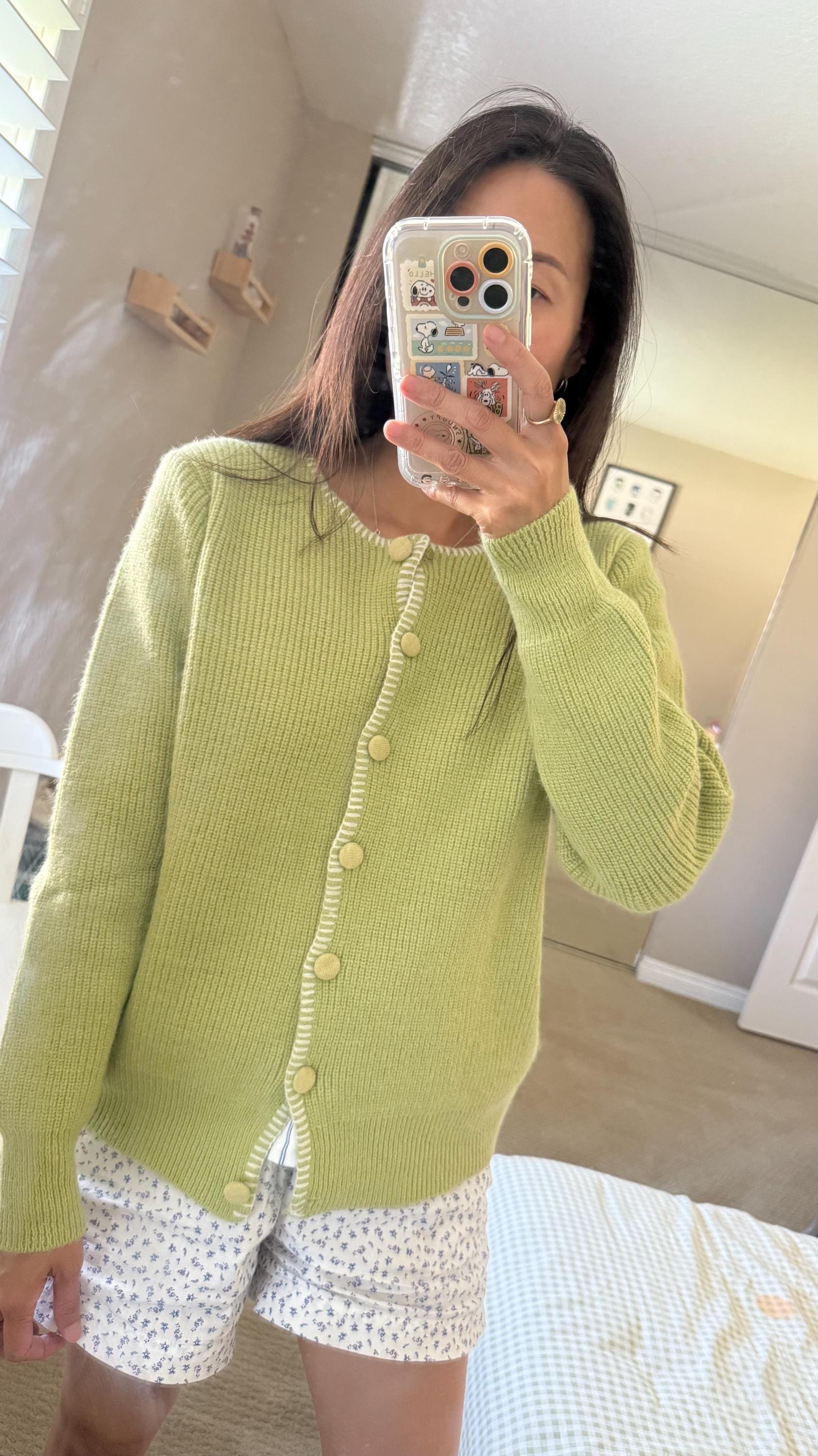 Green lime sage french style cardig vintage inspired. Romantic cozy cardigan. Boho Victorian cardigan. Doen Sezane inspired cardigan - Chickticks