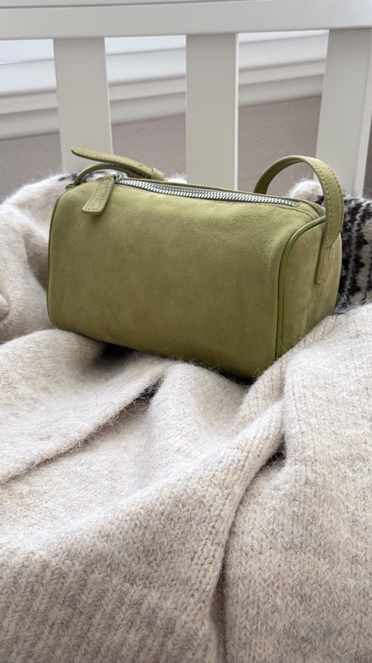 Lime green avocado buttery soft faux suede 90s bag .The row inspired 90s bag. Mini suede bag. Shoulder suede minimalist bag.