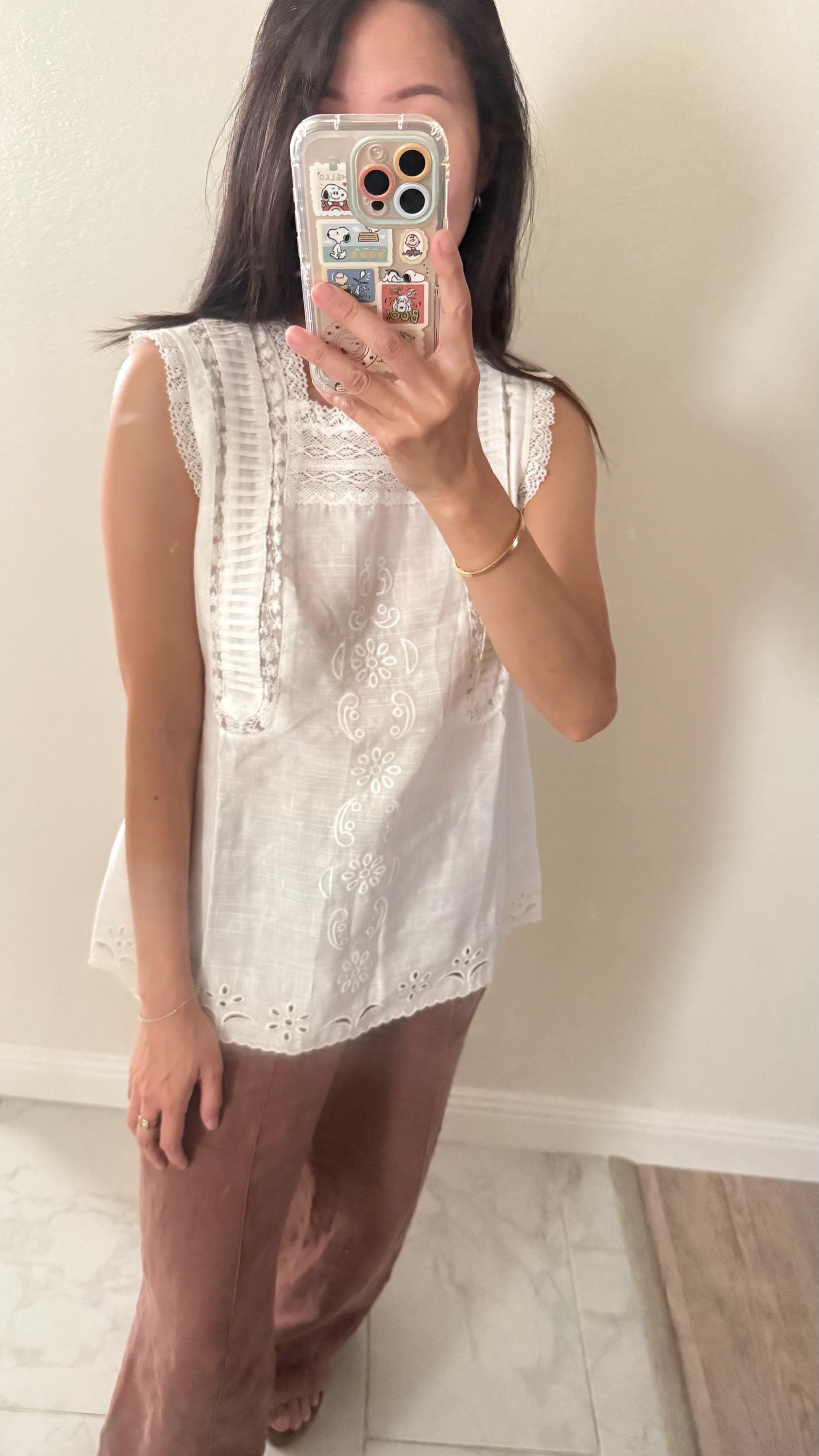 Casual cotton tunic top french lace vintage inspired . Cozy cottage vibe top.Romantic blouse. Doen inspired top. Sezane inspired top - Chickticks
