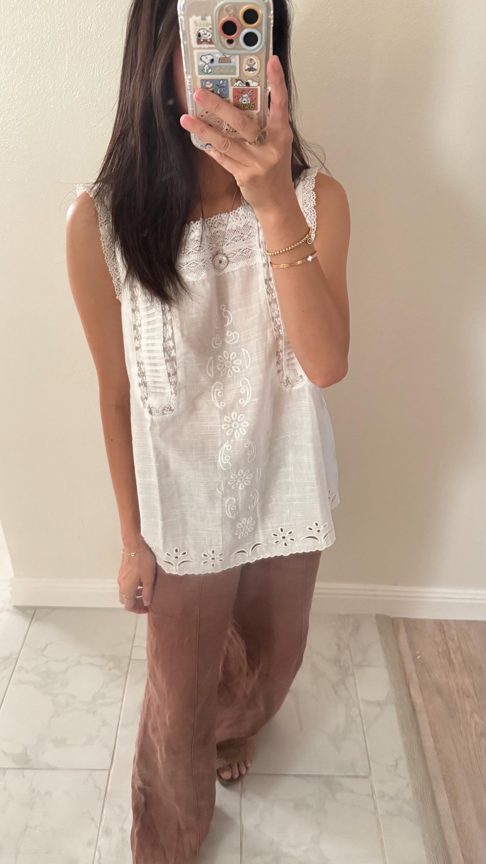 Casual cotton tunic top french lace vintage inspired . Cozy cottage vibe top.Romantic blouse. Doen inspired top. Sezane inspired top - Chickticks
