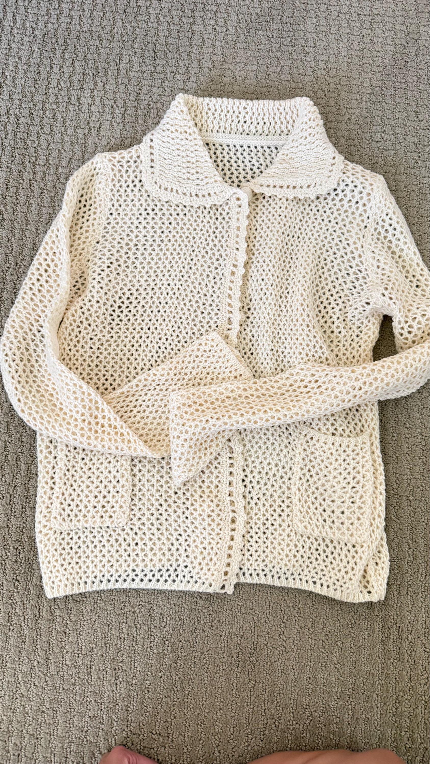 Cotton knit crochet cardigandown floral ruffle top. Cozy cottagecore vibes top cardigan.Romantic cardigan. Doen Sezane inspired - Chickticks