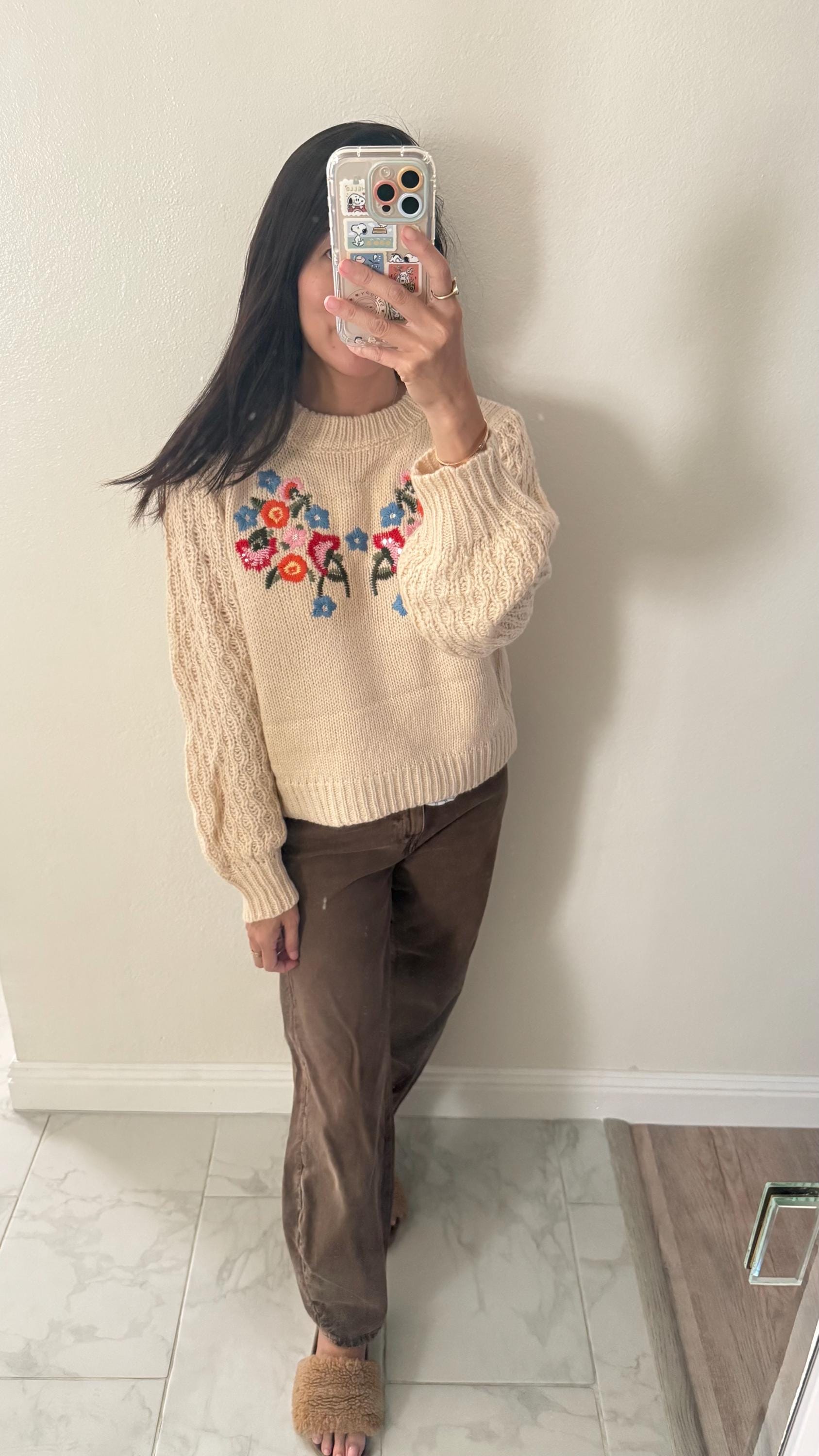 Soft sweater top french style vintage inspired. Floral doen sezane inspired sweater.Oversized baloon sweater. - Chickticks