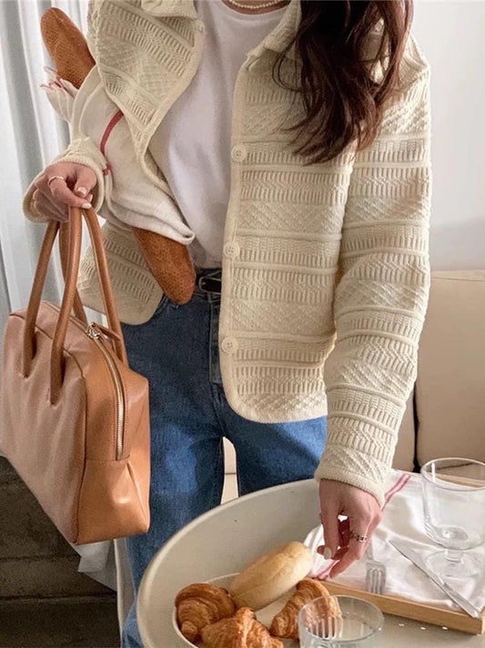 Beige cardigan shirt top vintage inspired . Cozy comfortable top. Cotton top. Romantic blouse. Doen Sezane inspired cardigan. - Chickticks