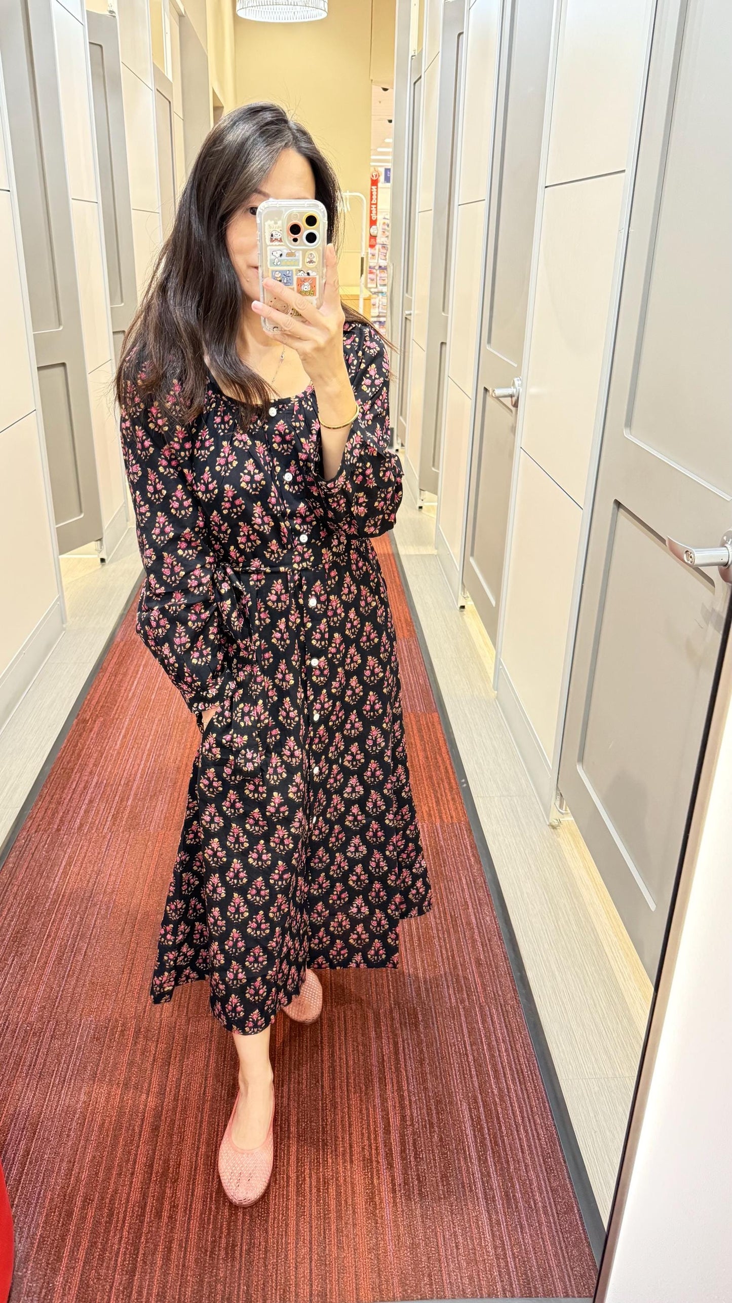 Floral Cotton Maxi Dress. Bohemian Victorian Style Dress with Pockets. . Cotton Long Sleeve Shirt Nap Dress.