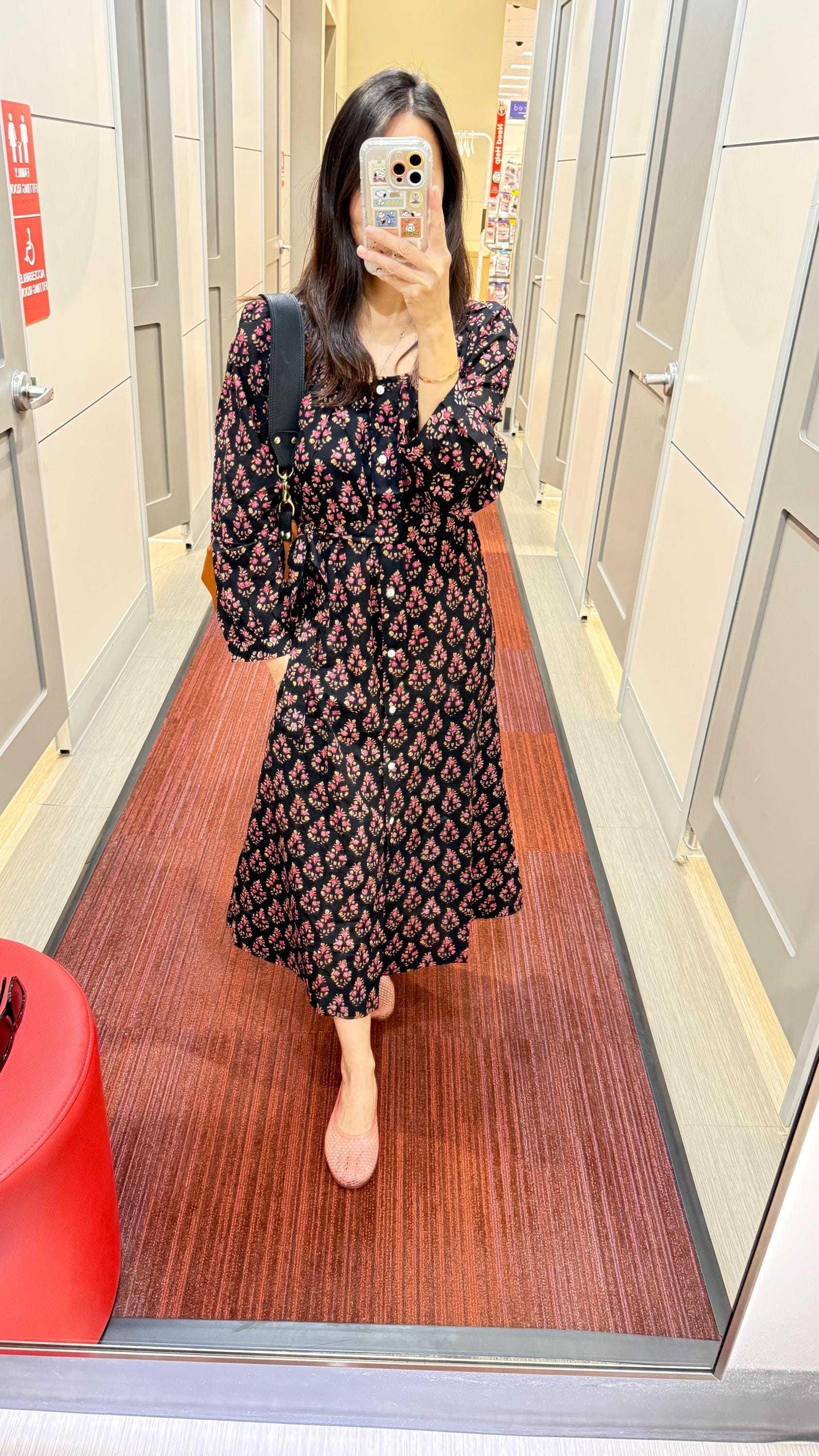 Floral Cotton Maxi Dress. Bohemian Victorian Style Dress with Pockets. . Cotton Long Sleeve Shirt Nap Dress.