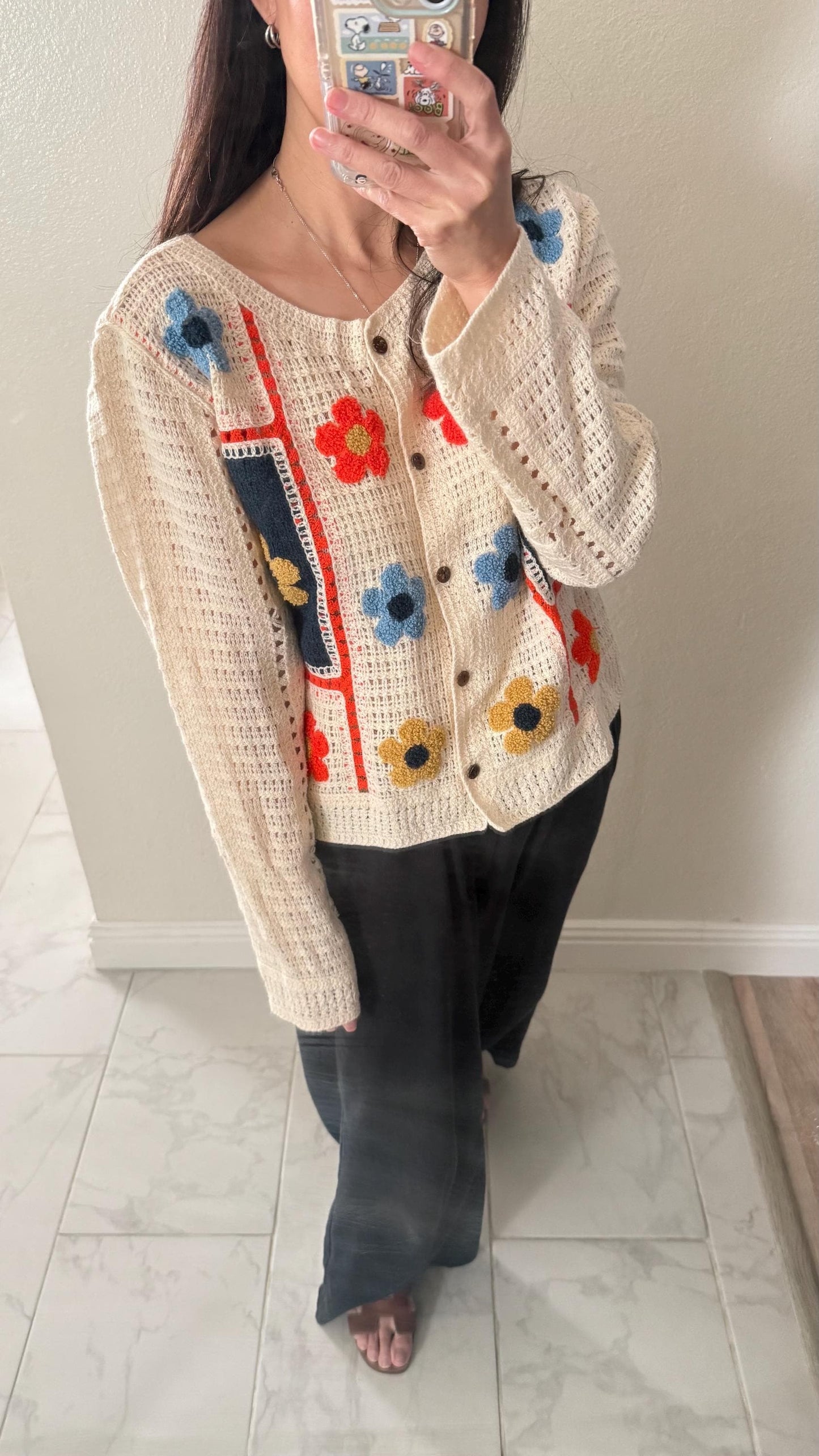 Cotton Knit Floral Lace Blouse. French Vintage Inspired Shirt Cardigan. Cotton Cardigan. Floral spring summer cardigan. Victorian cardigan