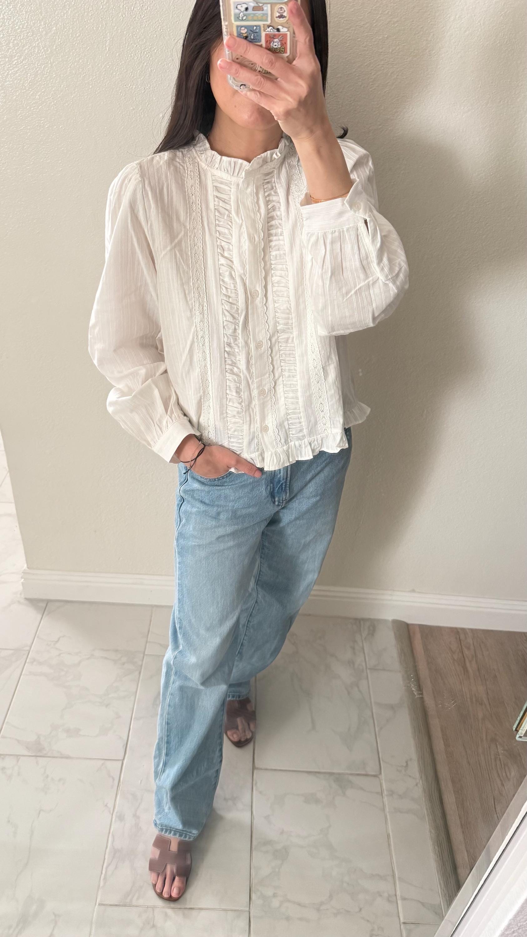 Casual pintuck white lace romantic top . Cozy comfortable top. Cotton Victorian Boho romantic top. . Classic white cotton cozy top