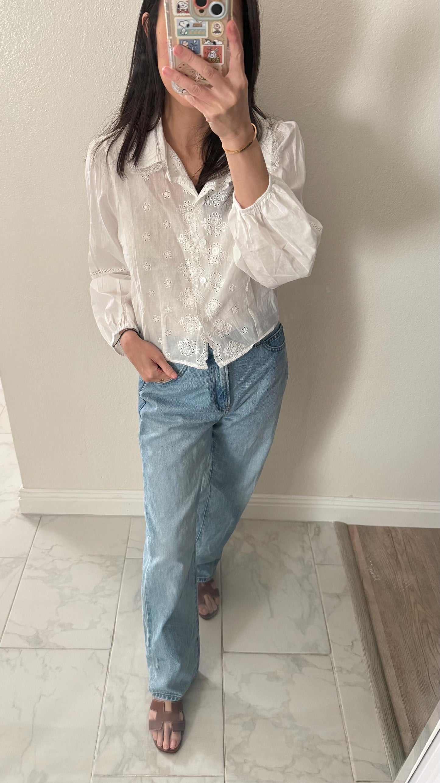 Cotton Eyelet Ruffle Blouse. Romantic Cottage core Whimsical Top. Peter pan collar sweet top. Cozy comfortable top.