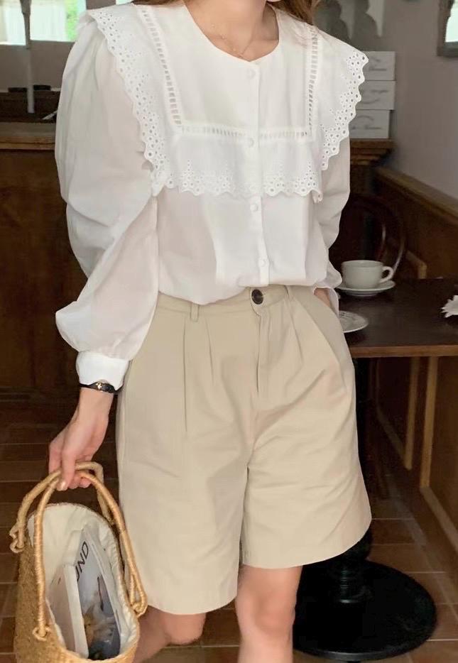 Casual pintuck white lace romantic top . Cozy comfortable top. Cotton victorian romantic top. Vintage inspired top . Bohemian top