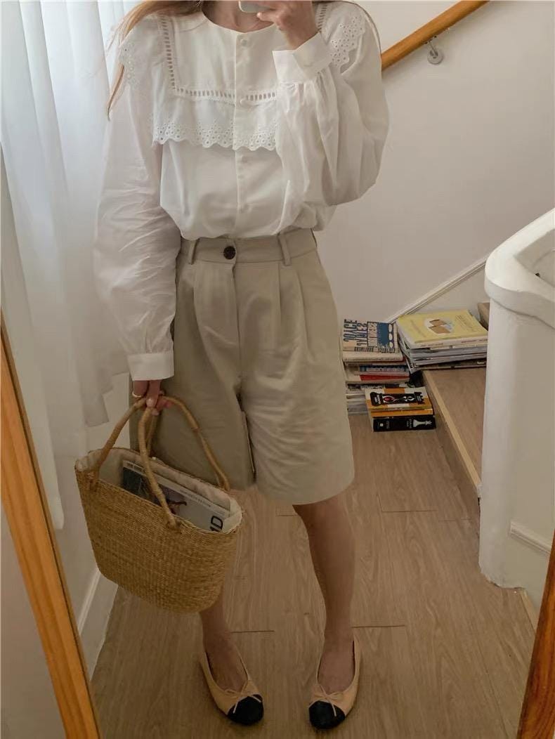 Casual pintuck white lace romantic top . Cozy comfortable top. Cotton victorian romantic top. Vintage inspired top . Bohemian top