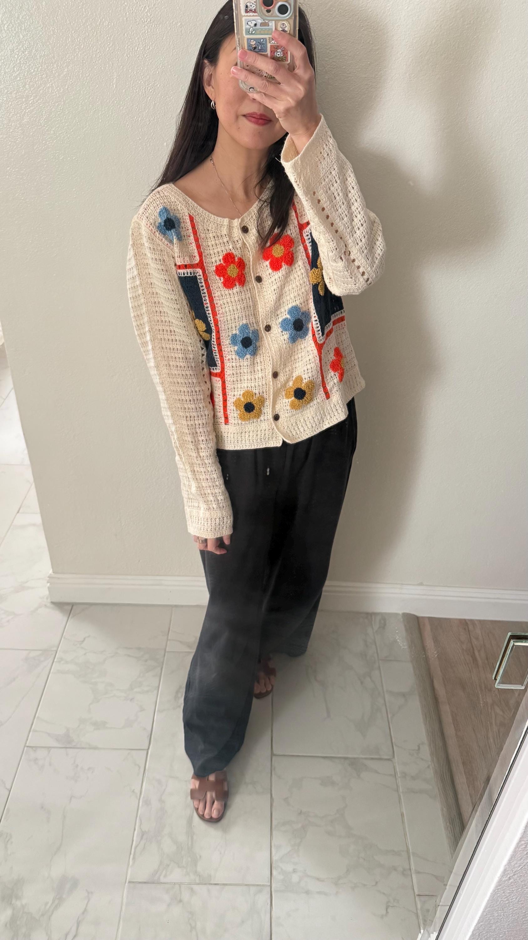 Cotton Knit Floral Lace Blouse. French Vintage Inspired Shirt Cardigan. Cotton Cardigan. Floral spring summer cardigan. Victorian cardigan