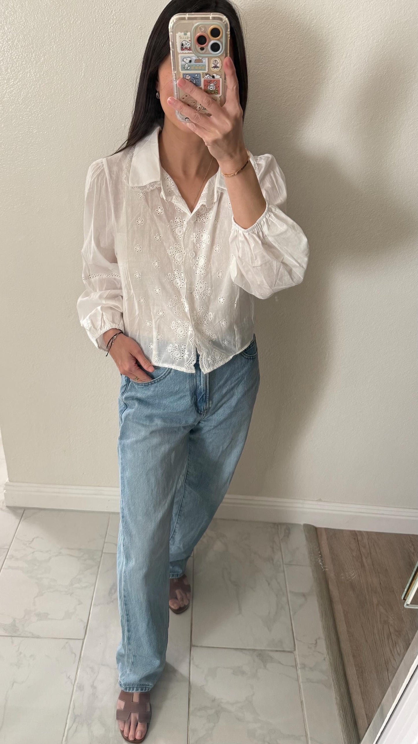 Cotton Eyelet Ruffle Blouse. Romantic Cottage core Whimsical Top. Peter pan collar sweet top. Cozy comfortable top.