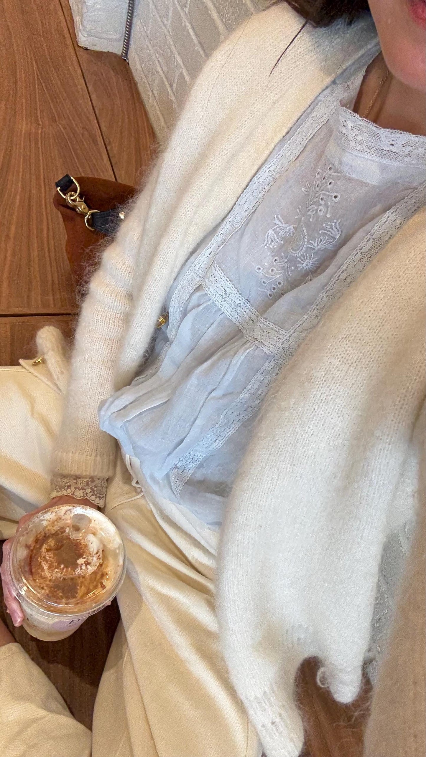 Casual pintuck blue lace romantic top . Cozy comfortable top. Cotton Victorian Boho romantic top. Classic ocean light cotton cozy top