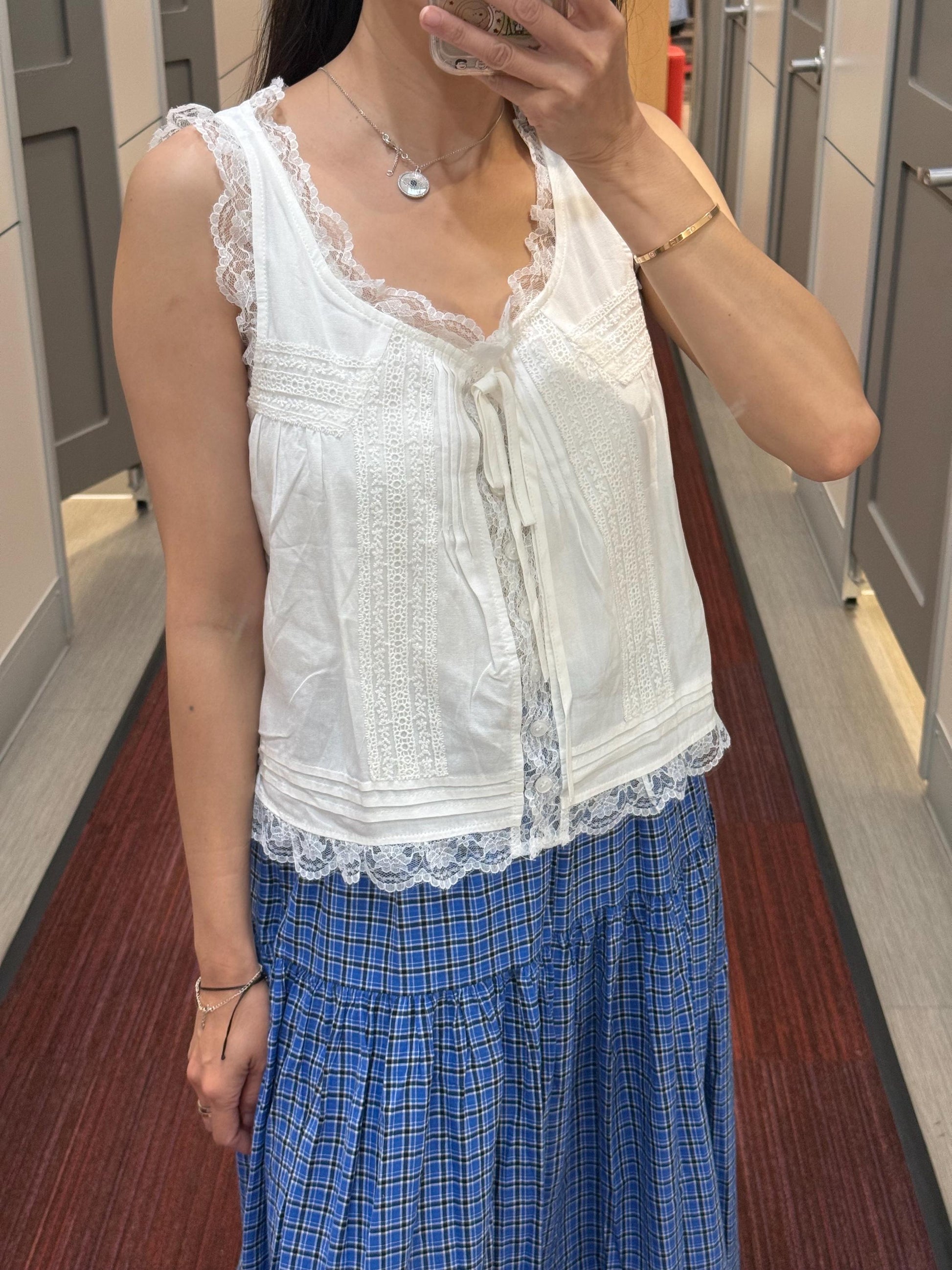 Casual embroidery white pintuck lace romantic top . Whimsical cottagecore top. Cotton Victorian romantic top. Natural fiber top.