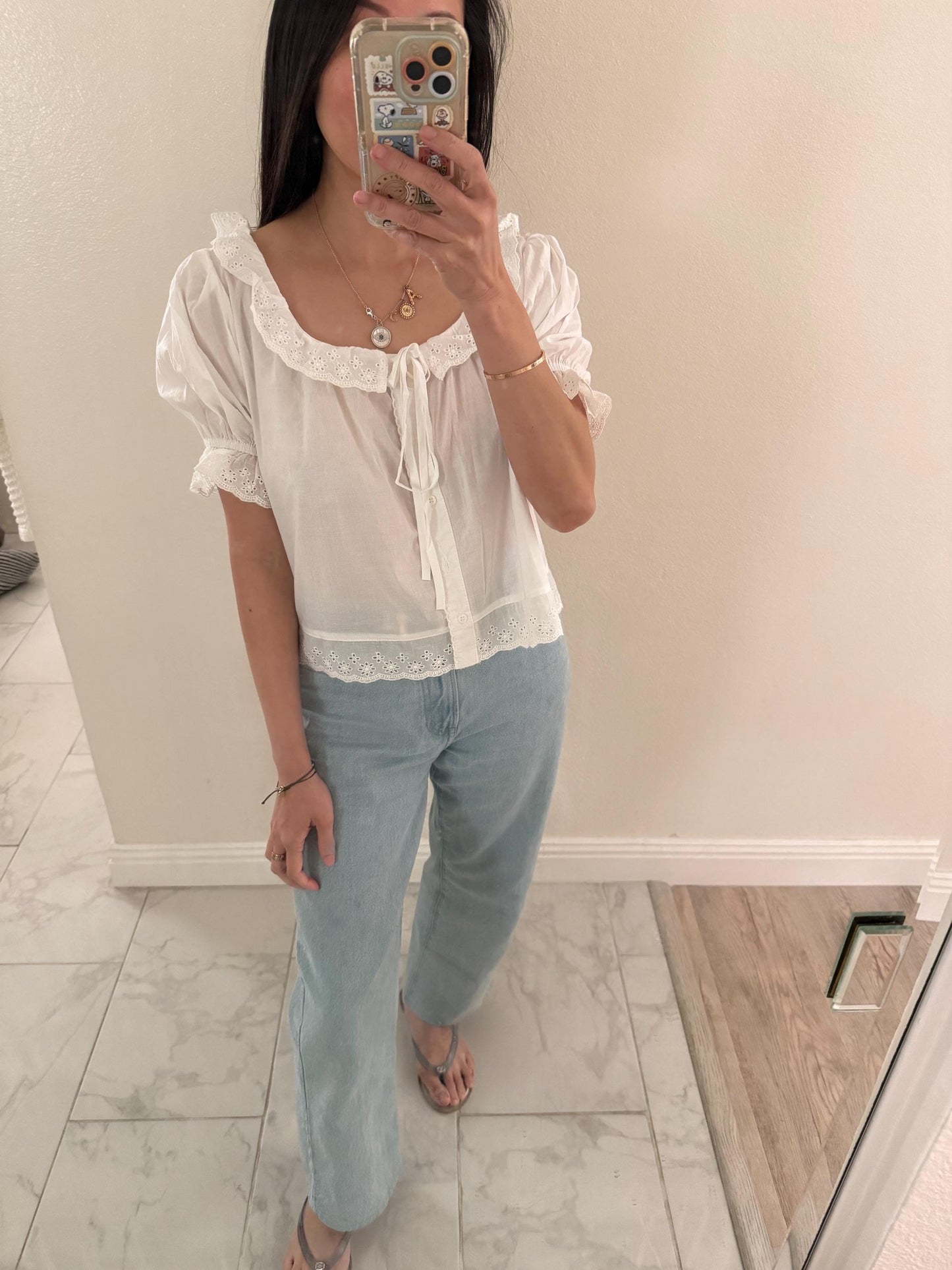 Casual embroidery white pintuck lace romantic top . Whimsical cottagecore top. Cotton Victorian romantic top. Natural fiber top.