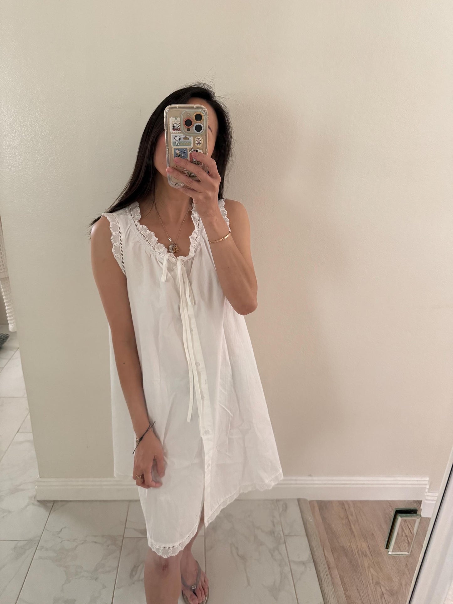 Whimsical vintage inspired Cotton Minu Dress. White Floral Classic Cottage core Nap Dress. White Button down dress. Sleeveless mini dress