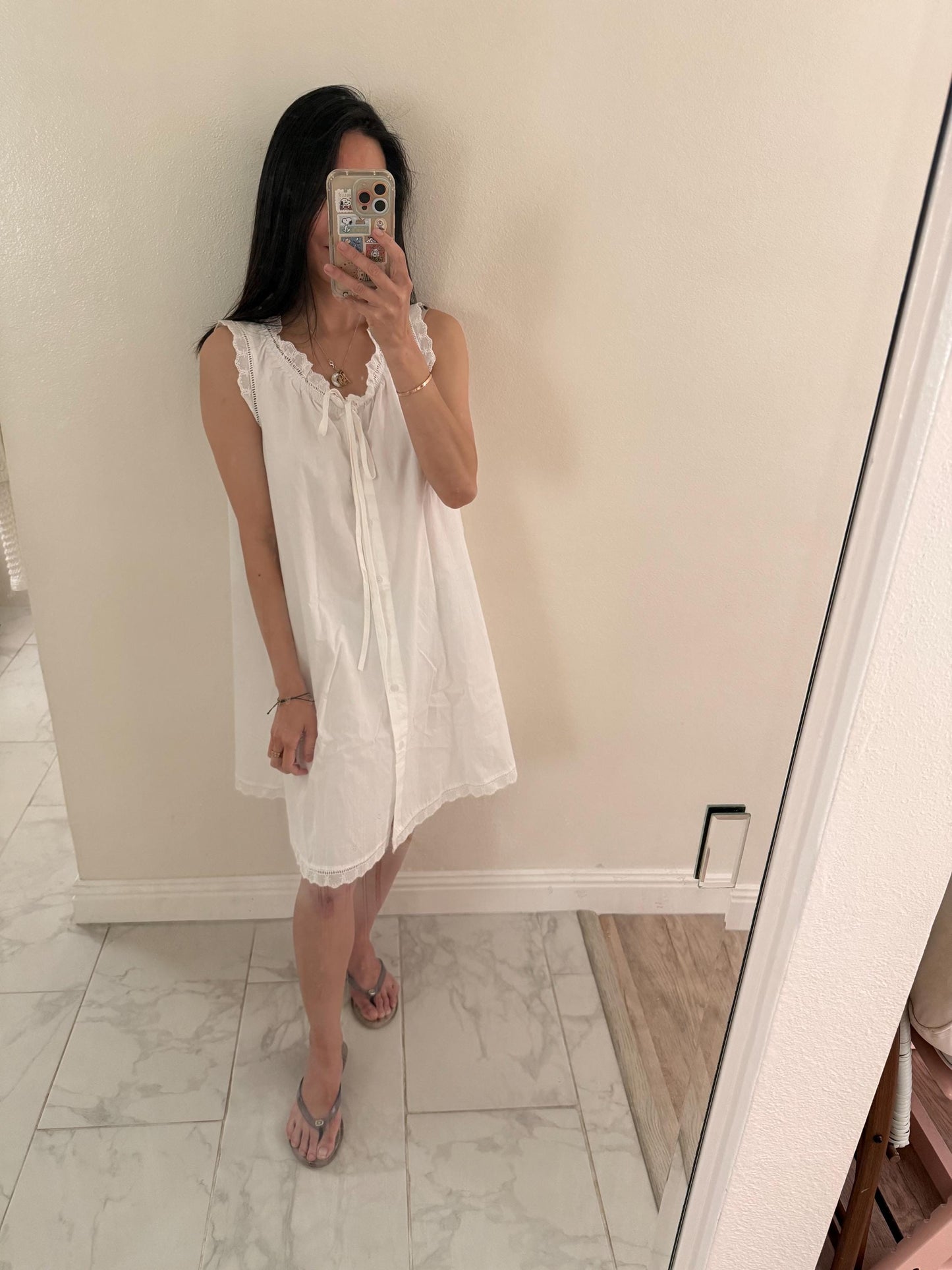 Whimsical vintage inspired Cotton Minu Dress. White Floral Classic Cottage core Nap Dress. White Button down dress. Sleeveless mini dress