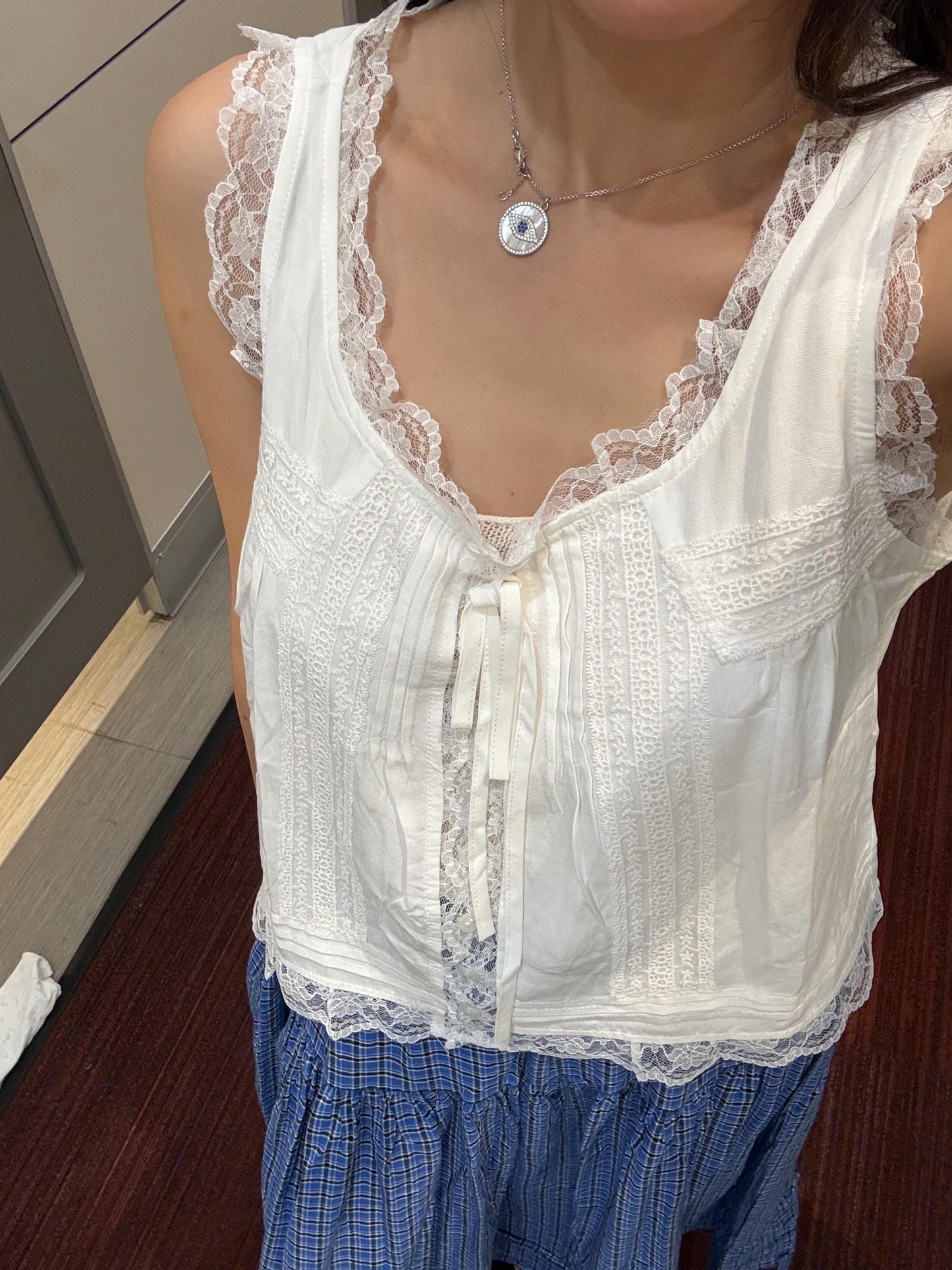 Casual embroidery white pintuck lace romantic top . Whimsical cottagecore top. Cotton Victorian romantic top. Natural fiber top.