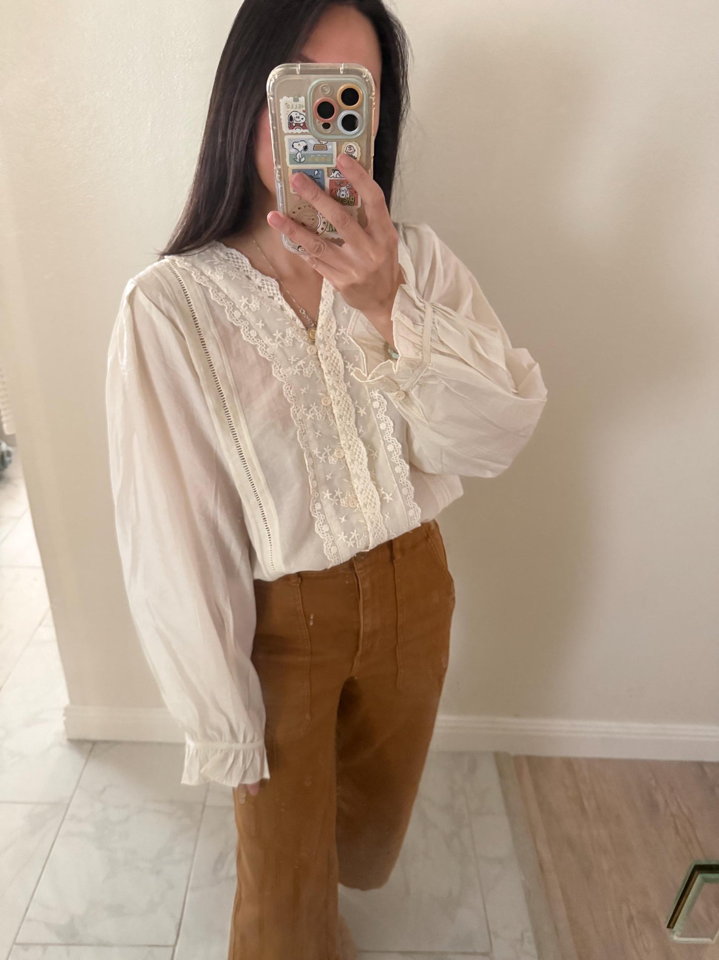 Casual pintuck white lace romantic top . Whimsical cottagecore top. Cotton Victorian Boho romantic top. Eyelet cotton cozy top