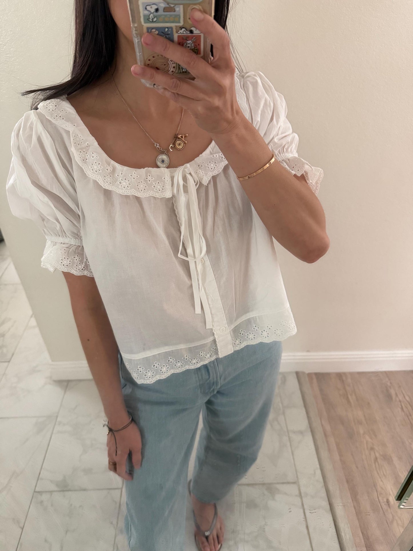 Casual embroidery white pintuck lace romantic top . Whimsical cottagecore top. Cotton Victorian romantic top. Natural fiber top.
