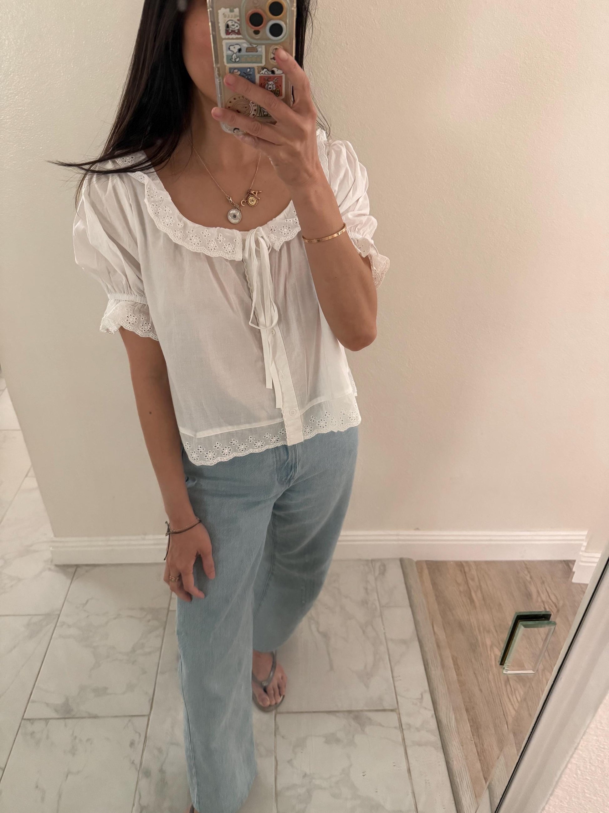 Casual embroidery white pintuck lace romantic top . Whimsical cottagecore top. Cotton Victorian romantic top. Natural fiber top.
