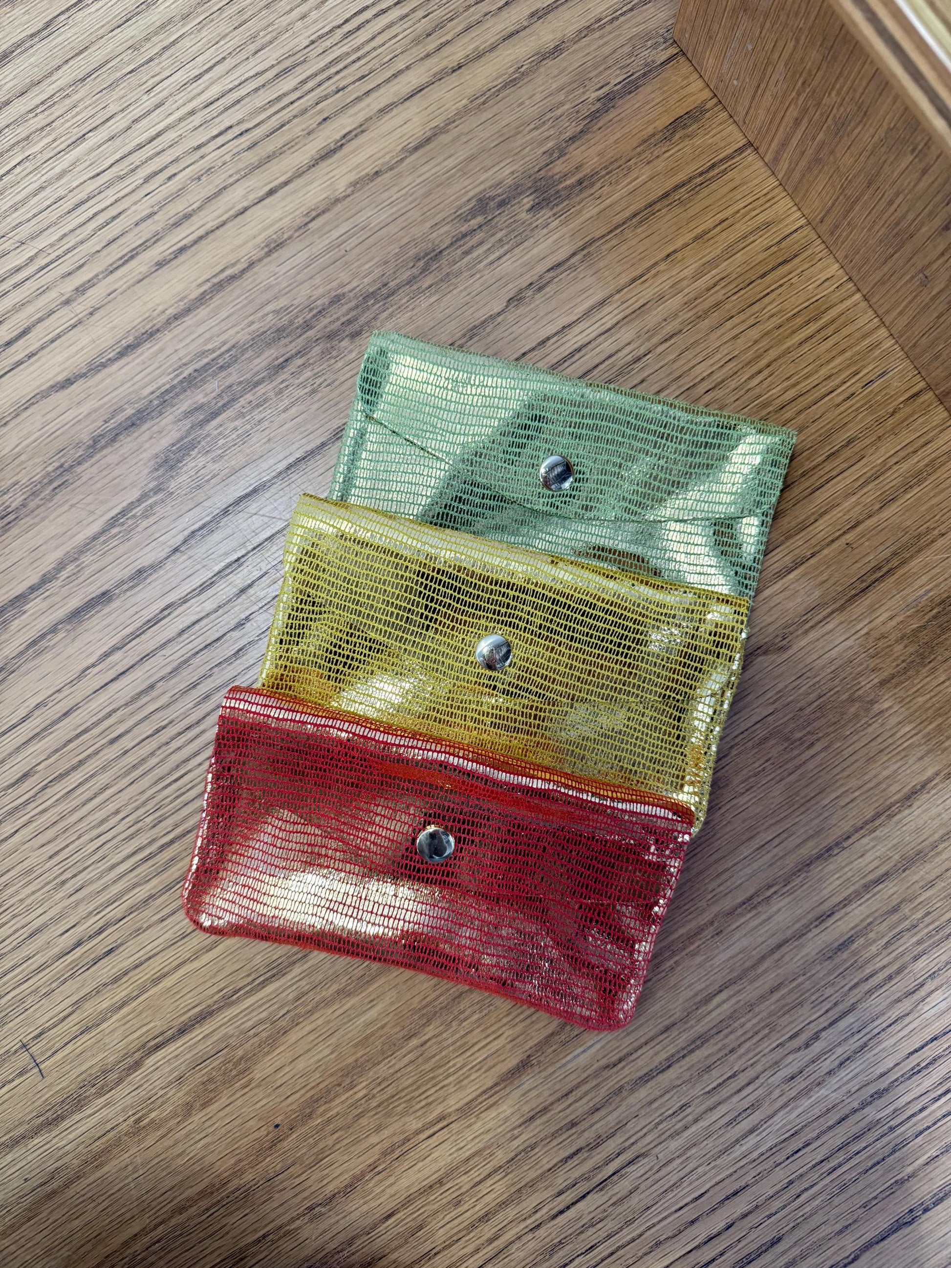 Twin wallet pouch in glittery matte leather. Soft Italian leather suede wallet. Chartreuse color soft wallet. Envelope wallet. 90s wallet