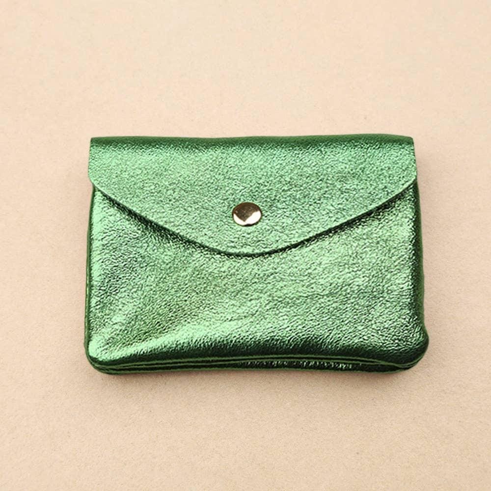 Twin wallet pouch in glittery matte leather. Soft Italian leather suede wallet. Envelope suede wallet. 90s wallet. Coins purse.