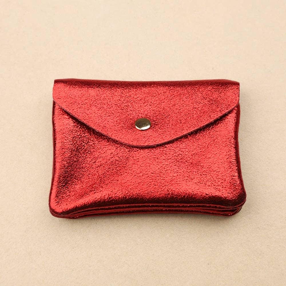 Twin wallet pouch in glittery matte leather. Soft Italian leather suede wallet. Envelope suede wallet. 90s wallet. Coins purse.