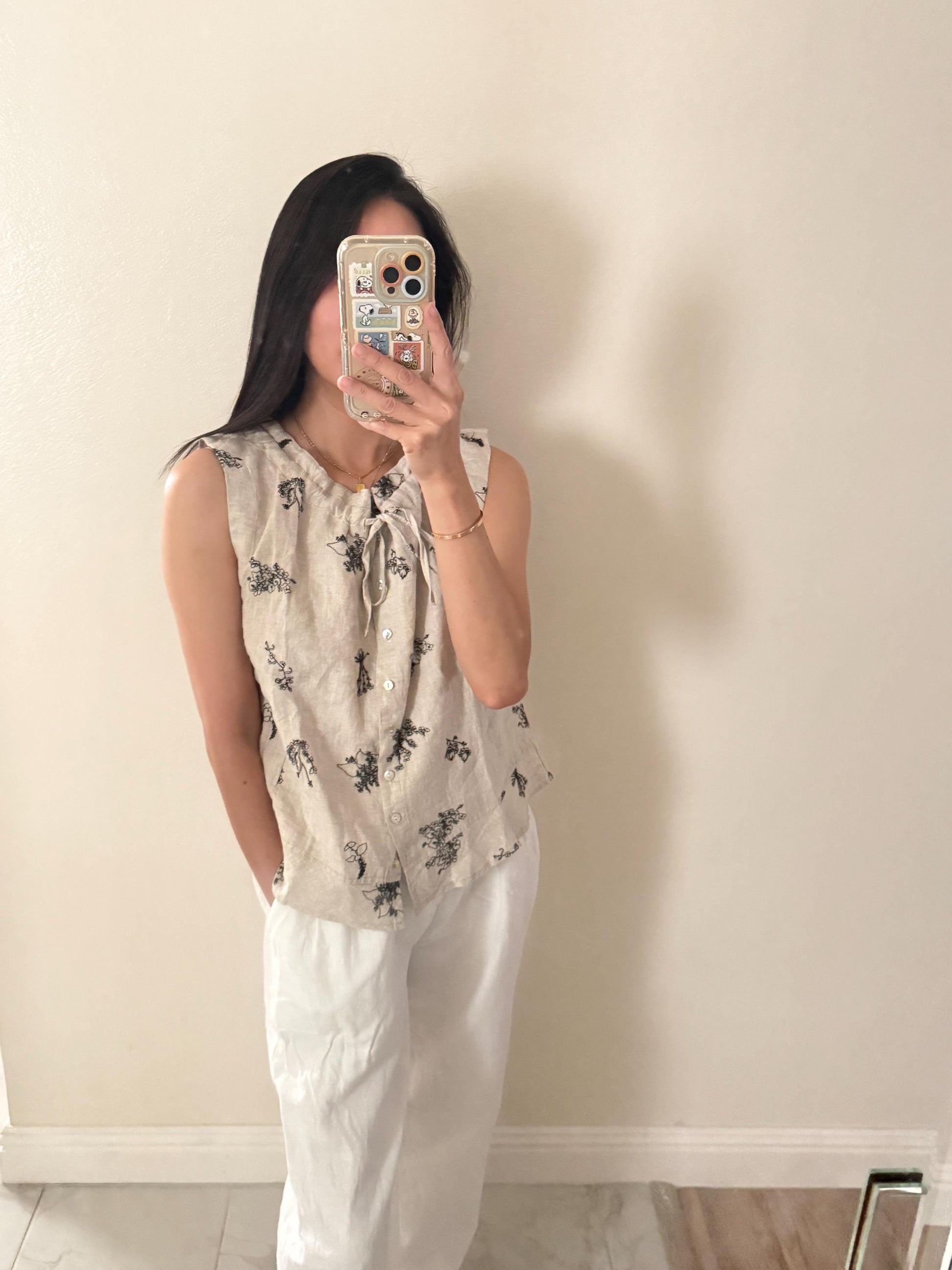 Casual pintuck embroidery lace romantic top . Cozy comfortable linen top. Cotton whimsical Cottagecore Boho romantic top.