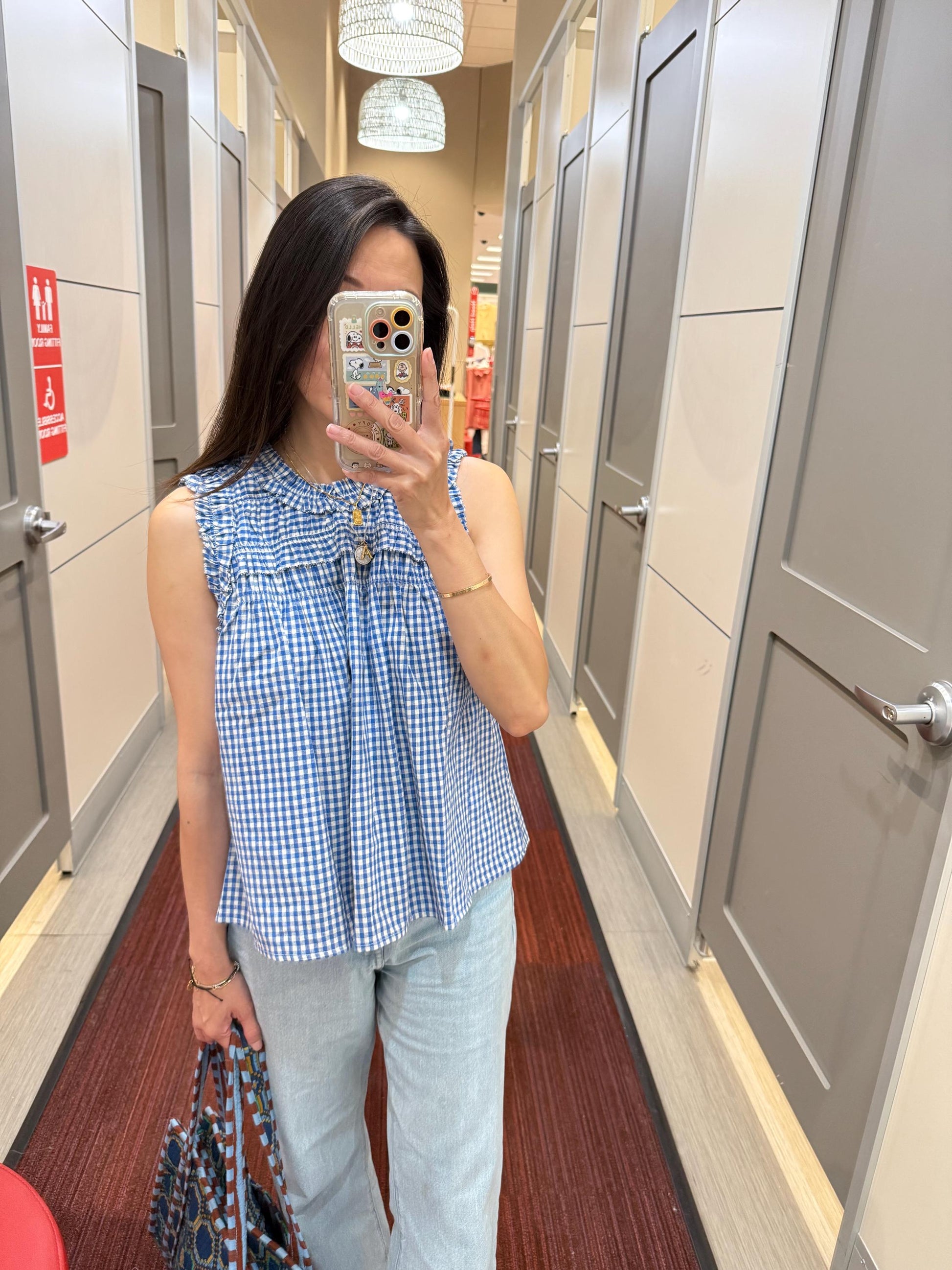 Blue Gingham Cotton Pintuck Top. French inspired Whimsical Cottagecore Vintage Style top. Victorian boho top. Bohemian style top.