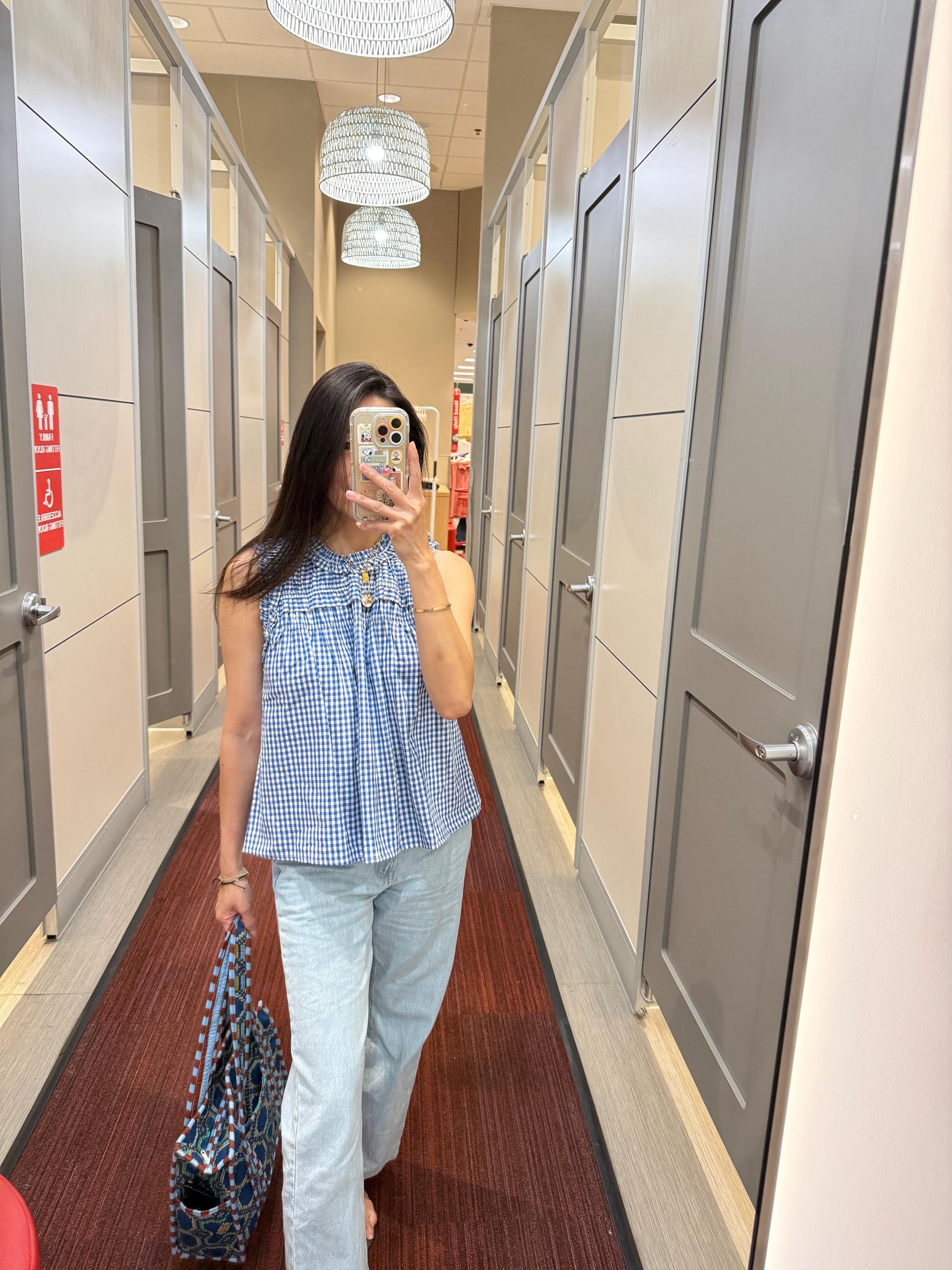 Blue Gingham Cotton Pintuck Top. French inspired Whimsical Cottagecore Vintage Style top. Victorian boho top. Bohemian style top.
