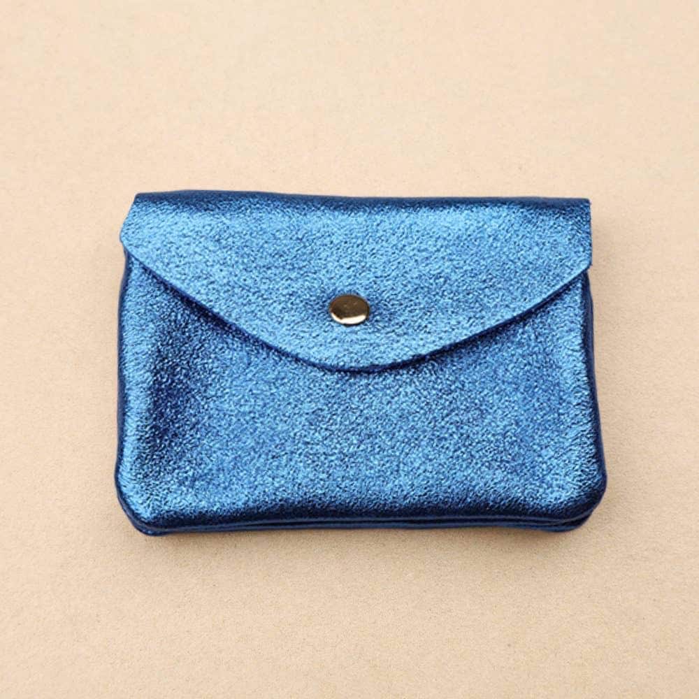 Twin wallet pouch in glittery matte leather. Soft Italian leather suede wallet. Envelope suede wallet. 90s wallet. Coins purse.