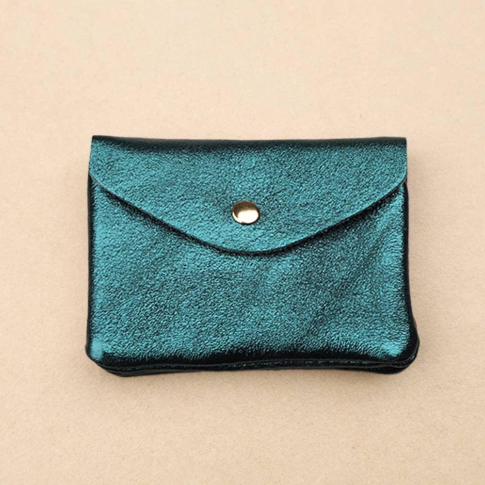 Twin wallet pouch in glittery matte leather. Soft Italian leather suede wallet. Envelope suede wallet. 90s wallet. Coins purse.
