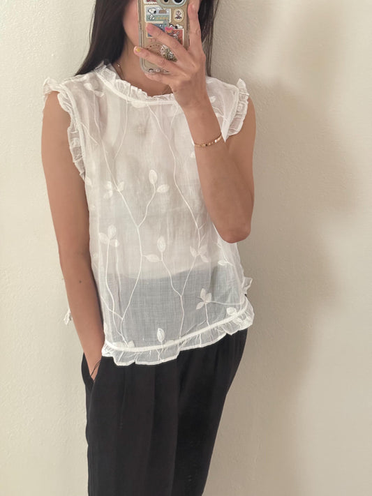 Casual pintuck white lace romantic top . Cozy natural fiber top. Cotton Victorian Boho romantic top. Whimsical Cottagecore Top
