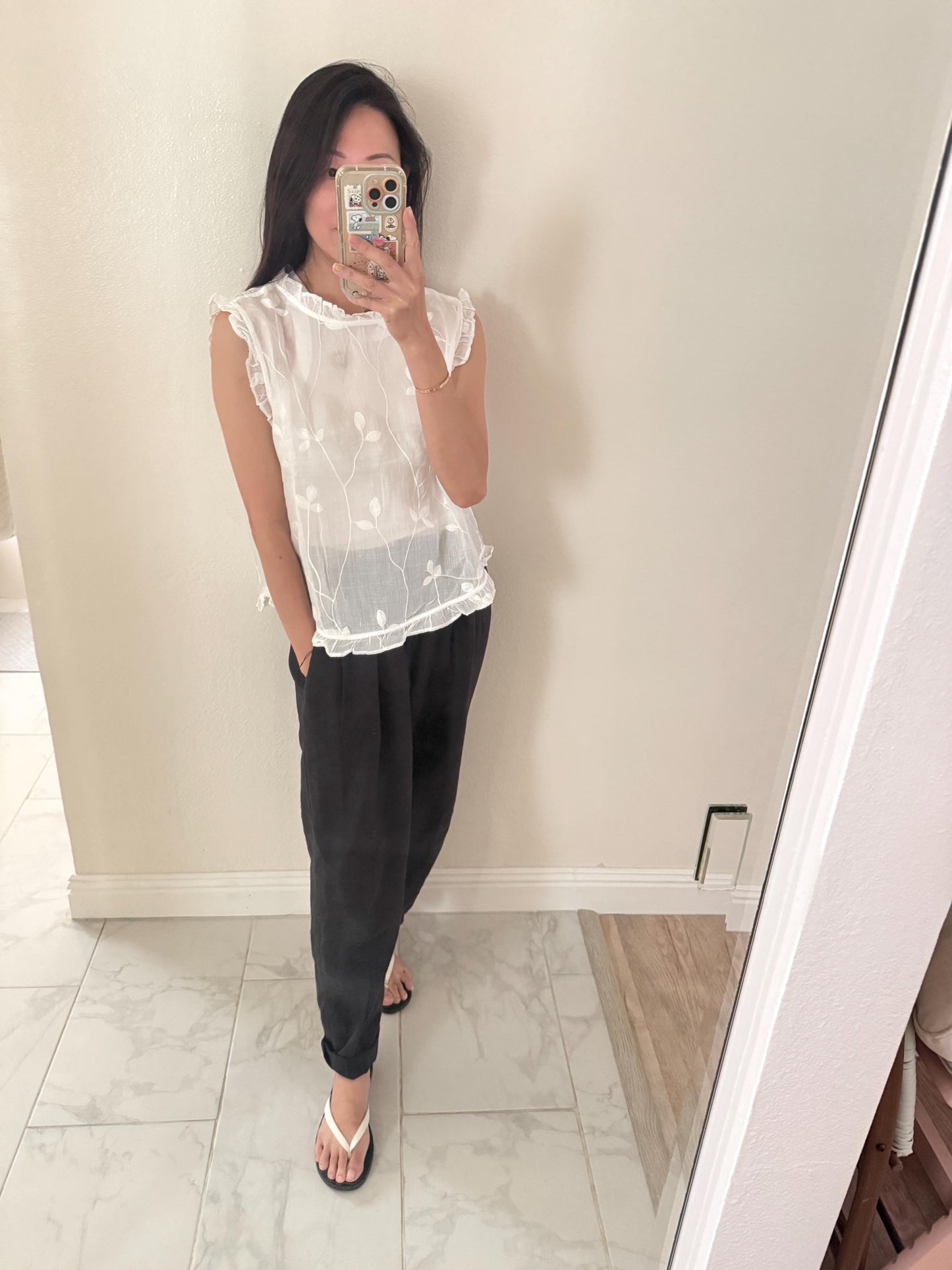 Casual pintuck white lace romantic top . Cozy natural fiber top. Cotton Victorian Boho romantic top. Whimsical Cottagecore Top