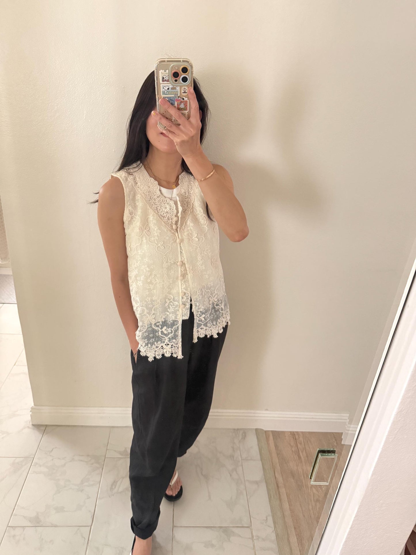 Casual cotton beige lace eyelet romantic vest top . Whimsical cottage core vest top. Bohemian cotton vest . Summer cotton vest cardigan