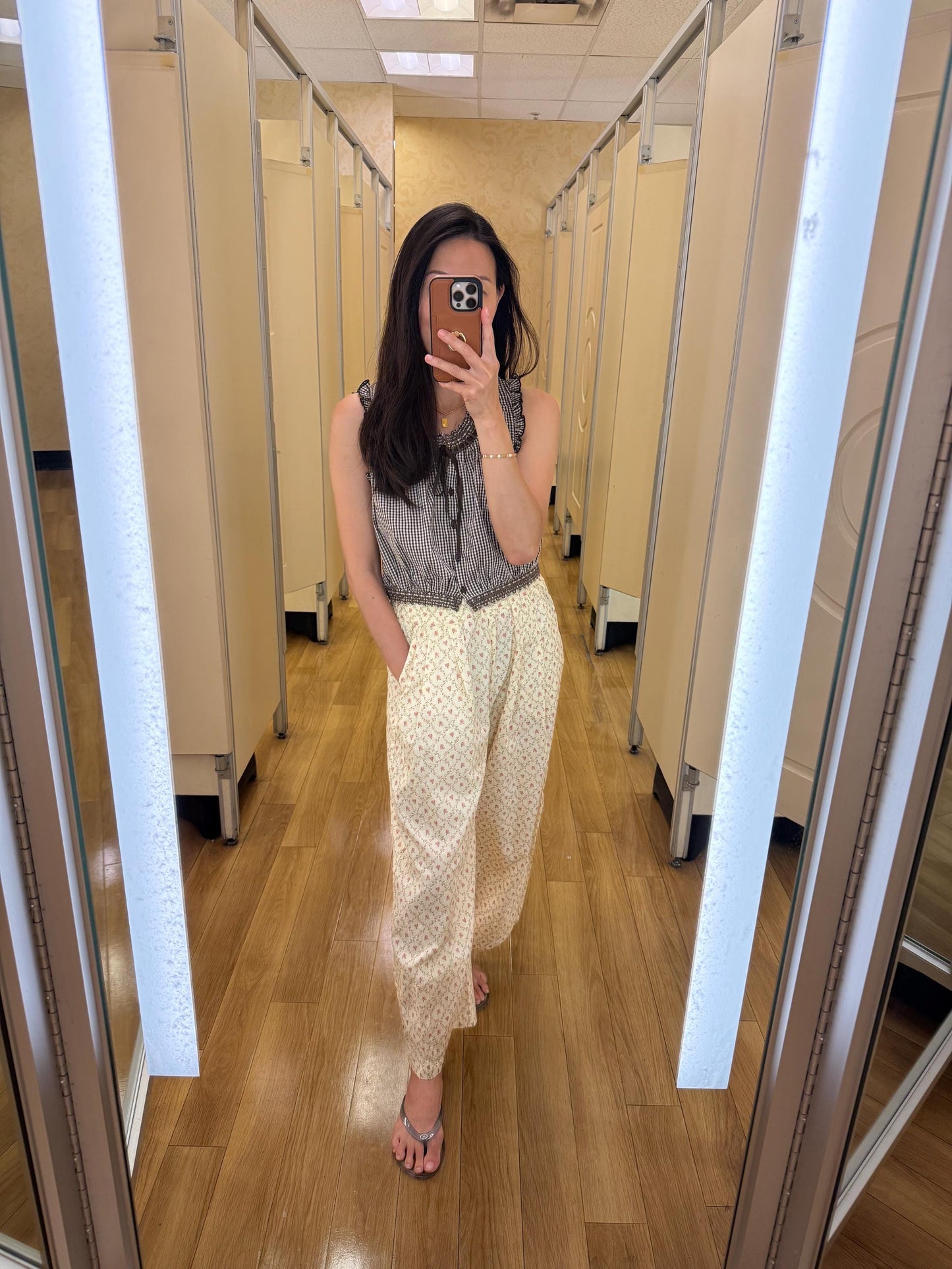 Floral Print Cotton Pull on Pants. Lemon Butter Yellow Pull on Pants. Whimsical Print Pull on Pants